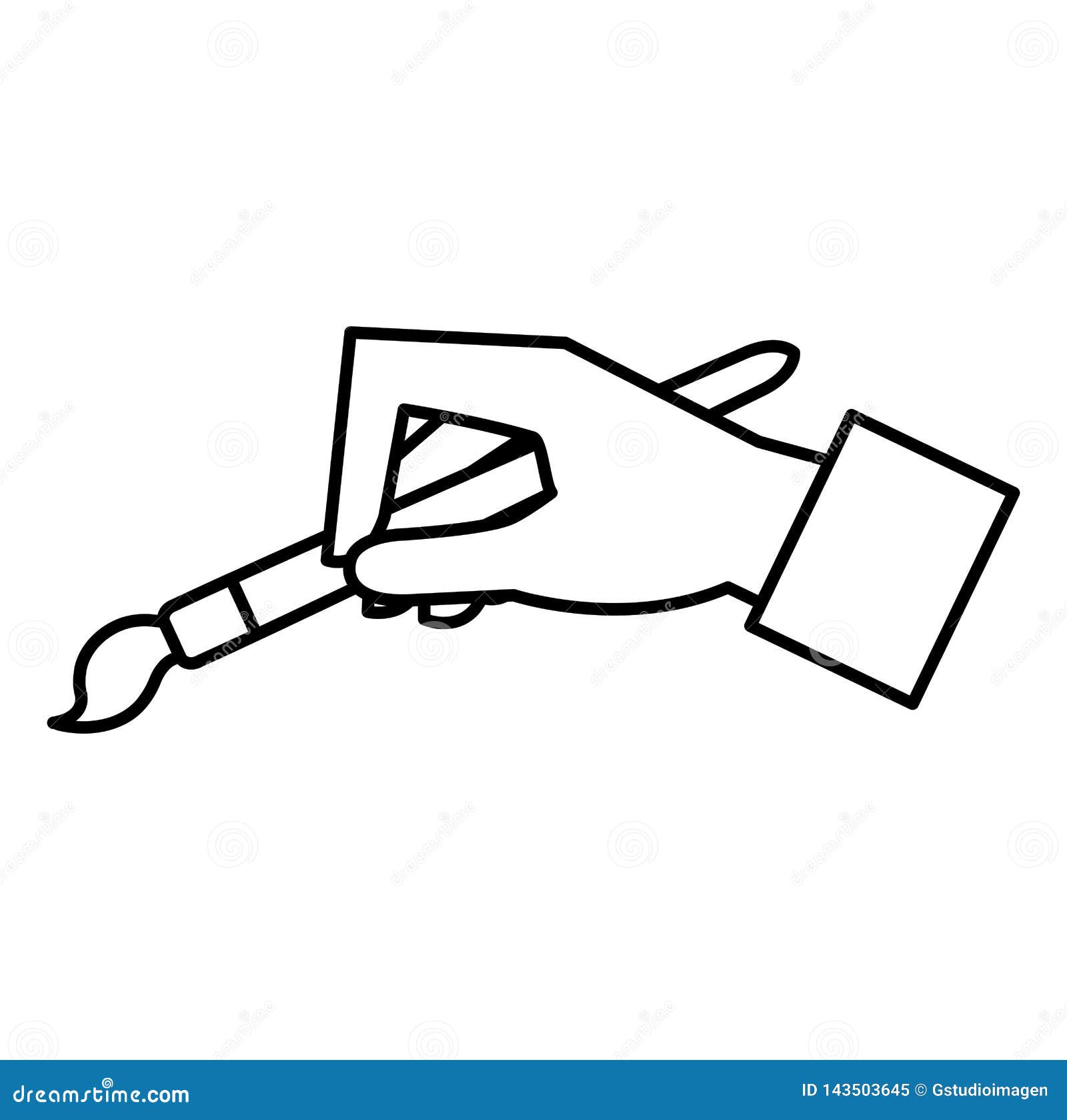 Hand with Paint Brush Tool Icon Stock Vector Illustration of object