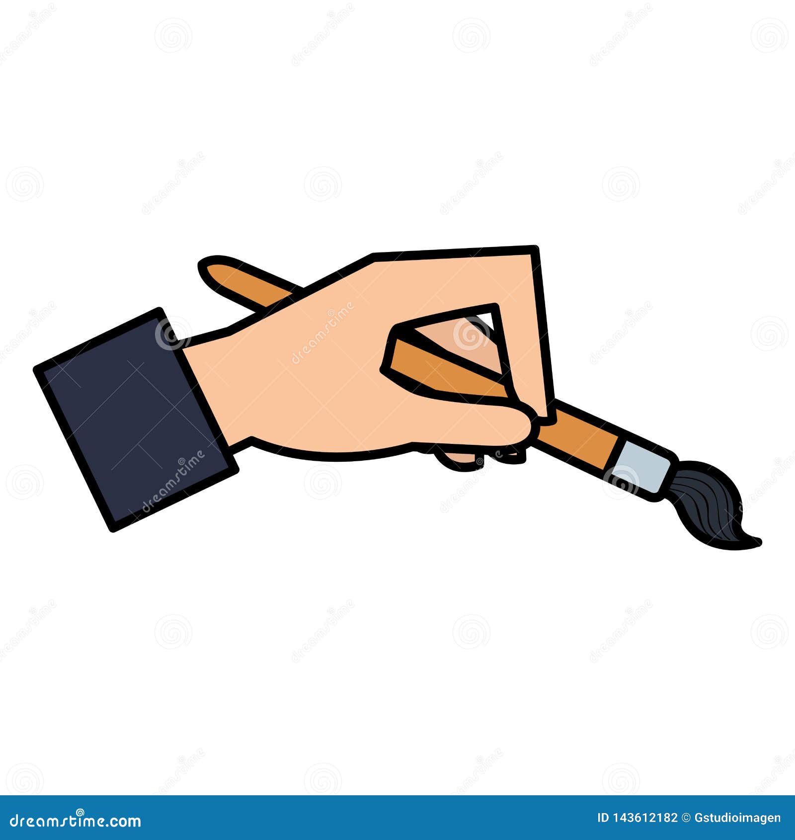 Hand with Paint Brush Tool Icon Stock Vector Illustration of artist