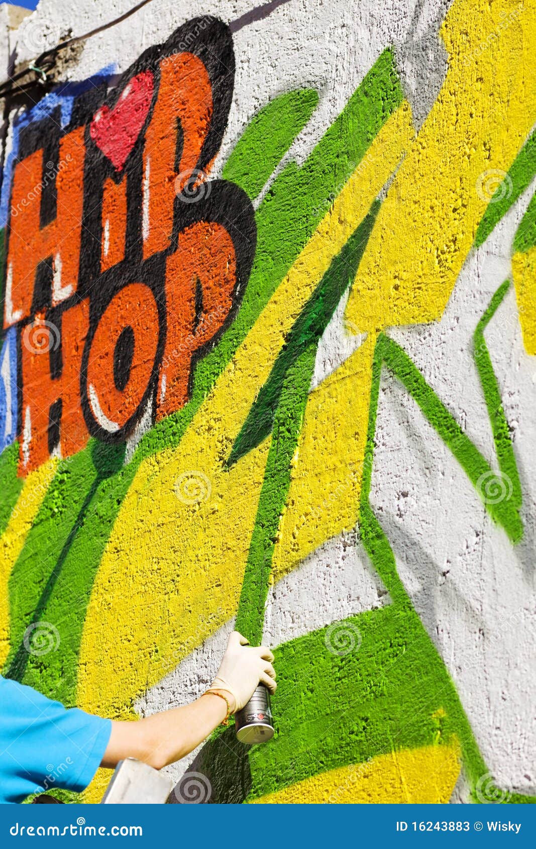 Hand paint graffiti wall stock image. Image of life, mural 16243883
