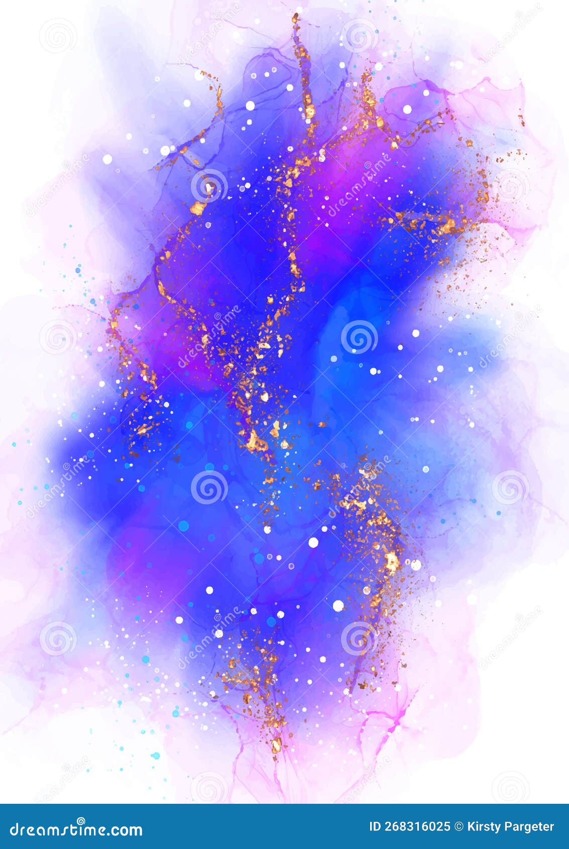 Hand Painted Alcohol Ink Background with Gold Glitter Elements 0111 Stock Vector Illustration