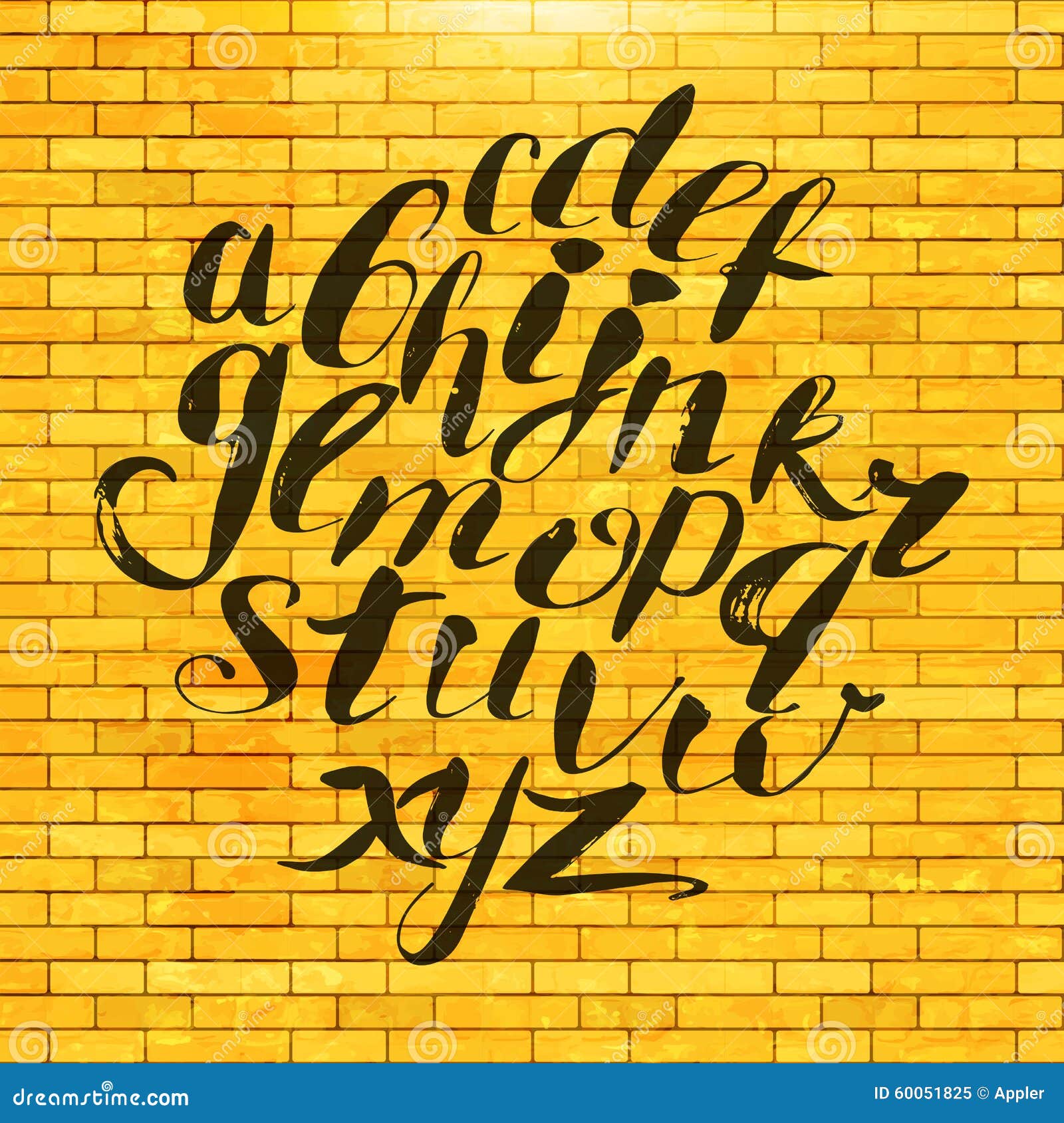 Hand Painted Alphabet at Brick Wall Stock Vector Illustration of