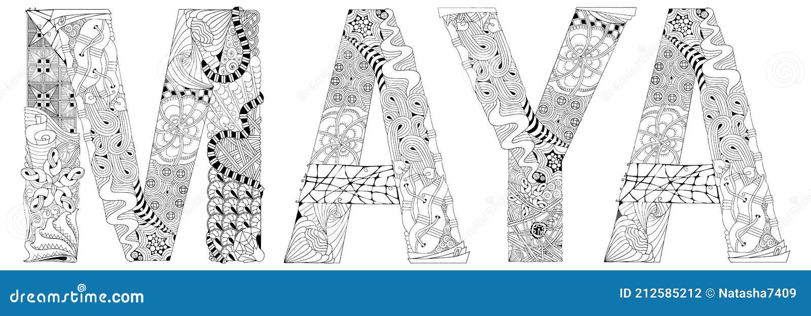 Female Name MAYA. Vector Decorative Zentangle Object Stock Vector ...