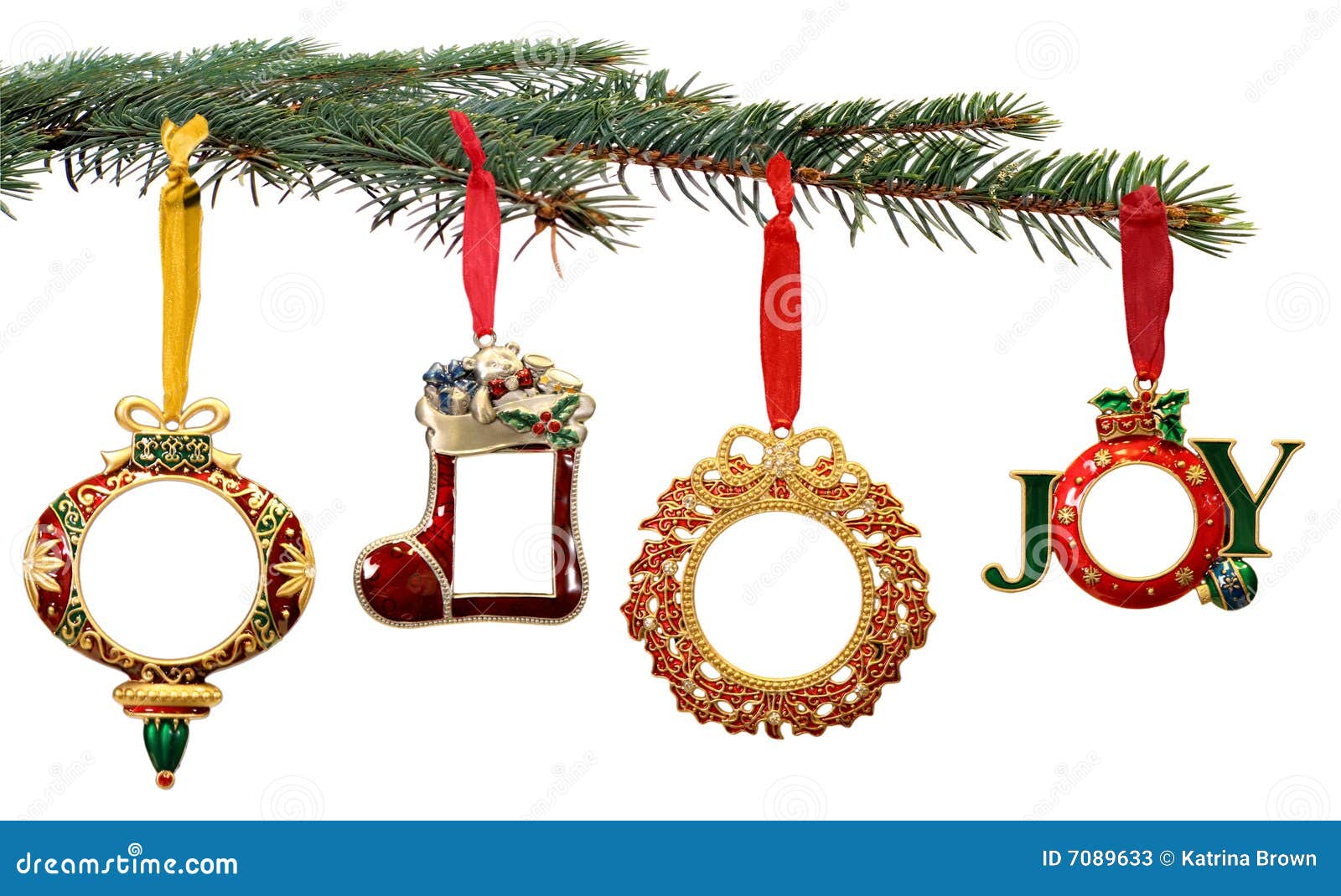 Hand Painted Christmas Ornaments Hanging on a Tree Stock Image Image