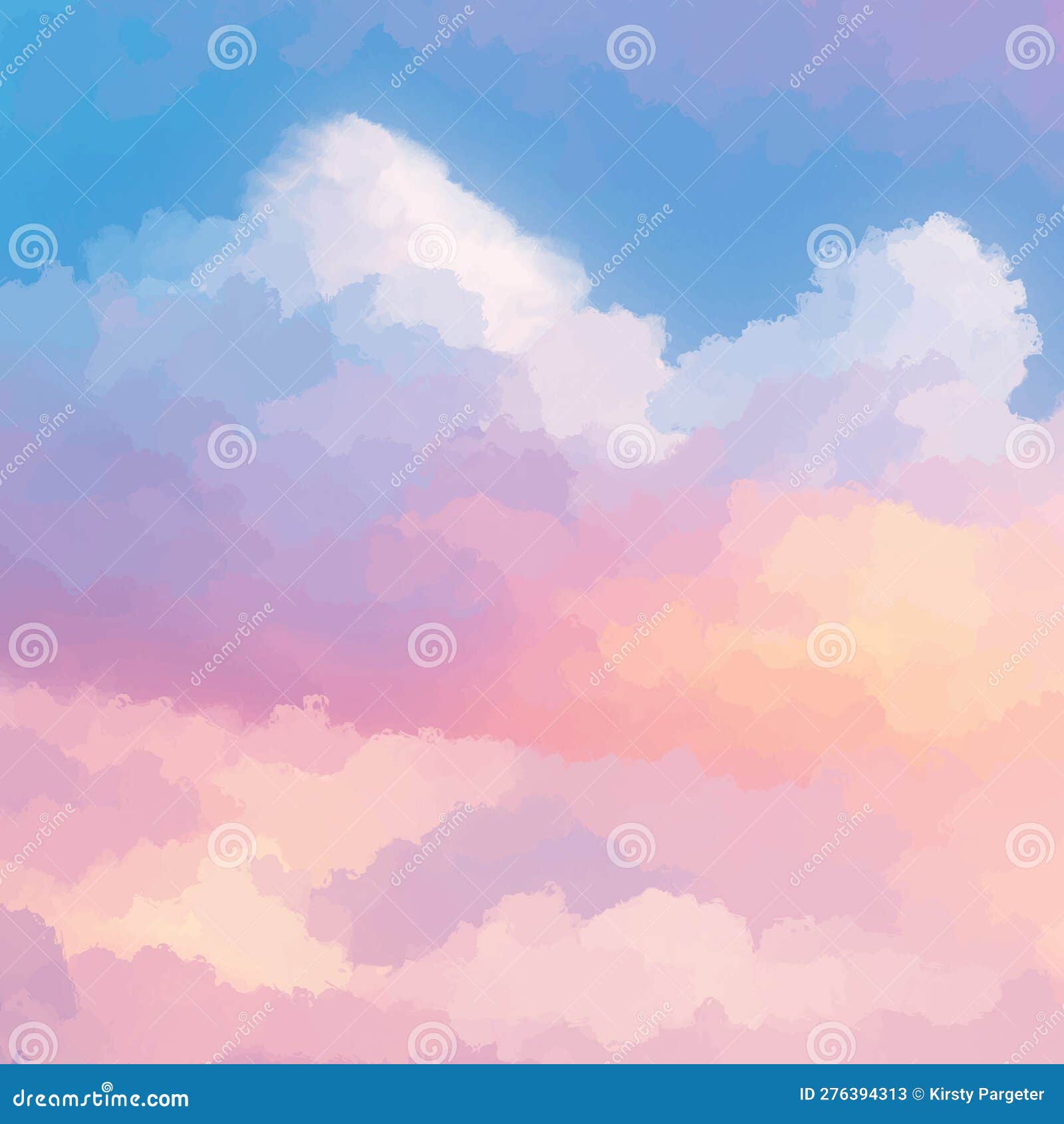 Hand Painted Cotton Candy Cloud Scene Stock Vector Illustration of