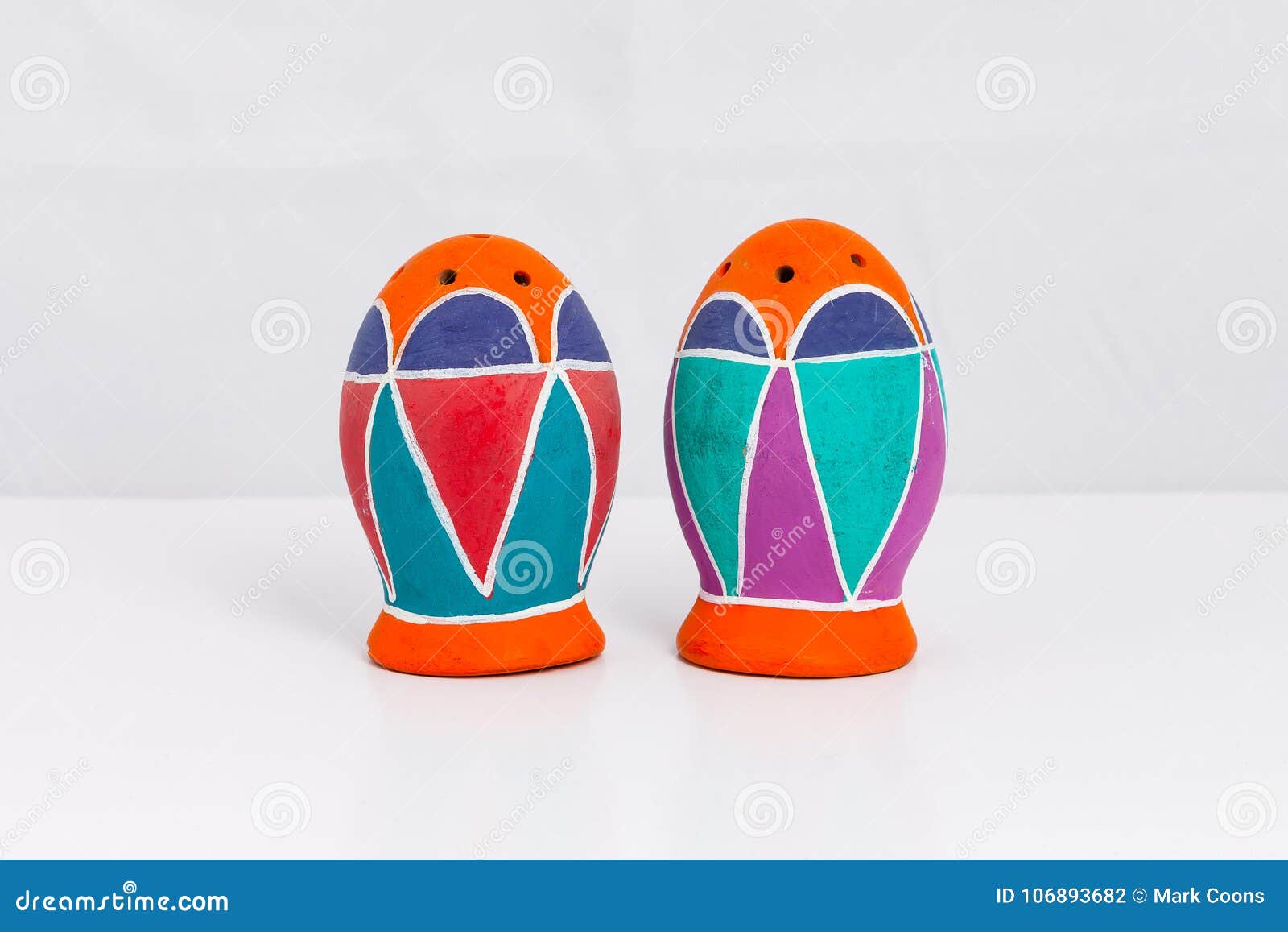 Hand Painted Easter Egg Shaped Salt and Pepper Shakers Stock Photo Image of object, condiment