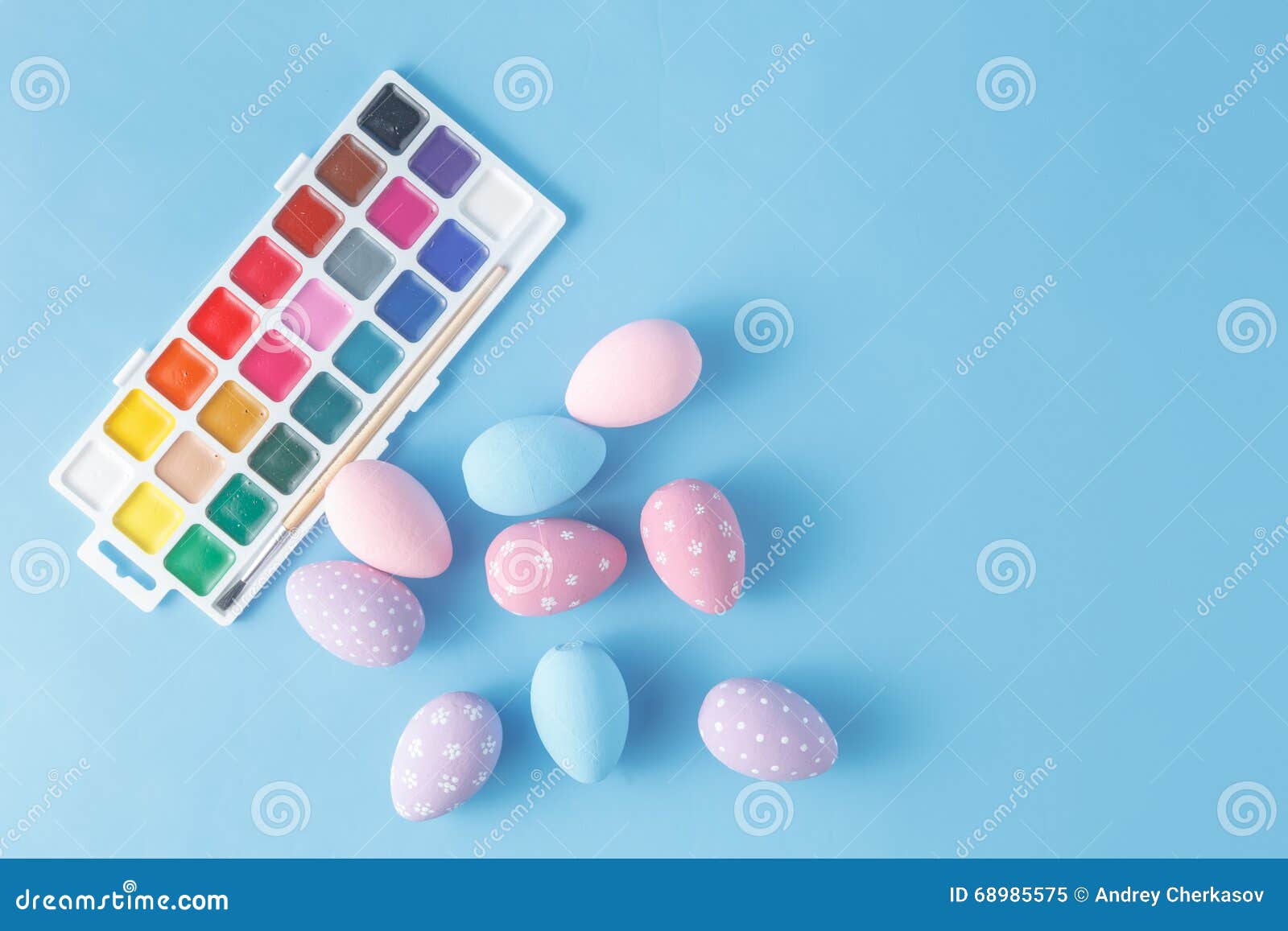 Hand Painted Easter Eggs in Pastel Colors Stock Image Image of