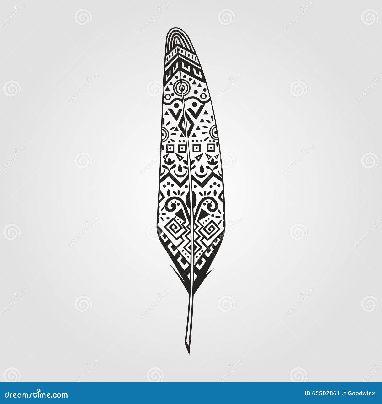 Hand-painted Feather Pattern Carved in Style Indians Stock Vector ...