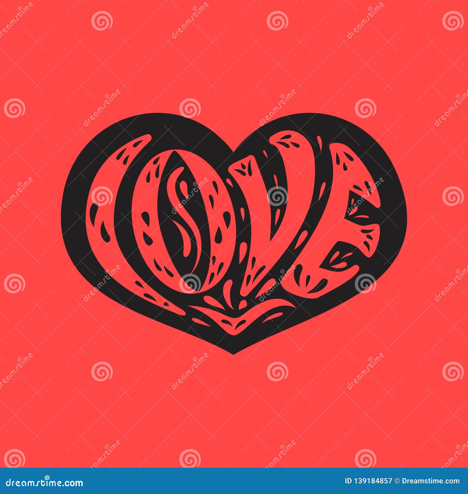 Hand Painted Lettering with Hearts Stock Vector - Illustration of ...