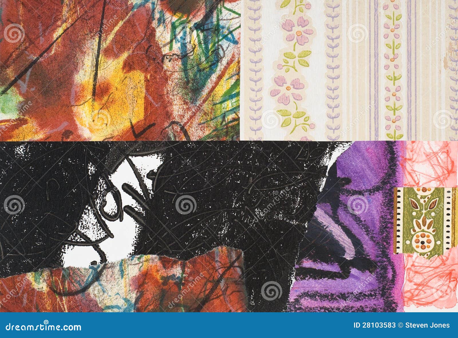 Hand Painted Paper Collage stock illustration. Illustration of backdrop