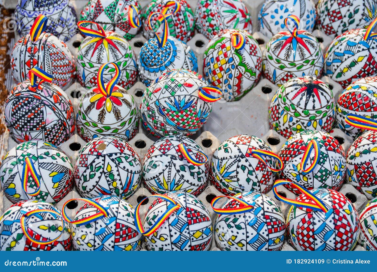 Hand Painted Rustic Romanian Easter Eggs Editorial Stock Image Image