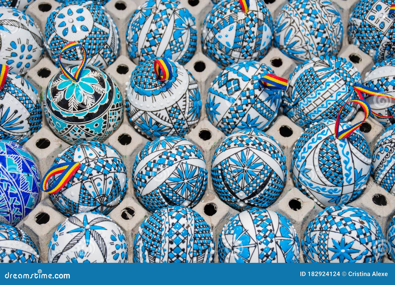 Hand Painted Rustic Romanian Easter Eggs Editorial Stock Image Image