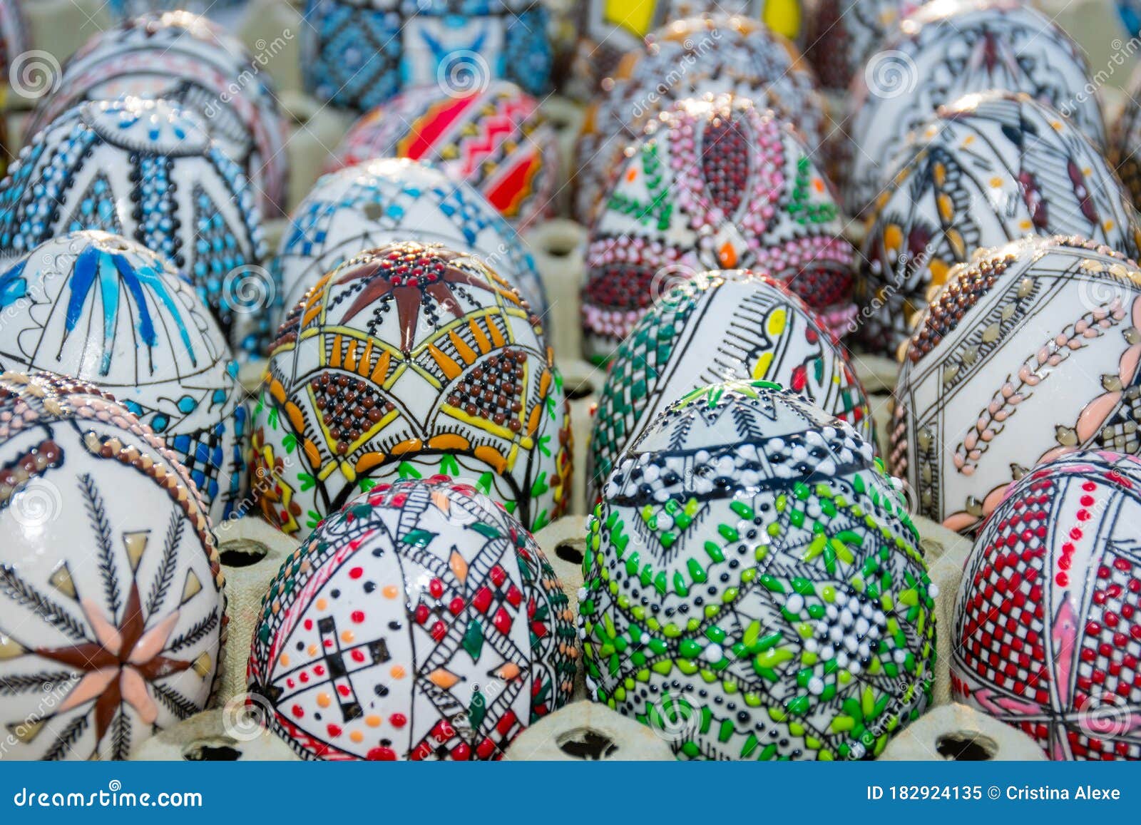 Hand Painted Rustic Romanian Easter Eggs Stock Image Image of