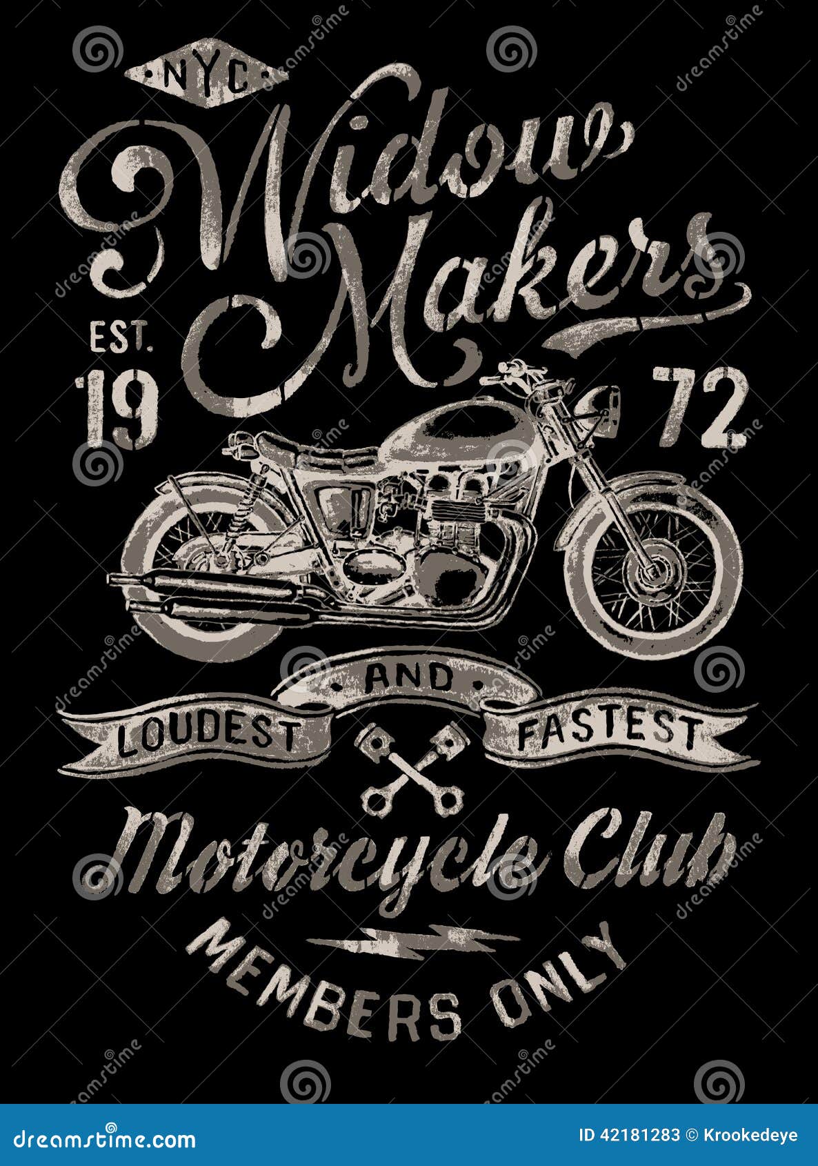 Hand Painted Vintage Motorcycle Graphic Stock Vector Illustration Of