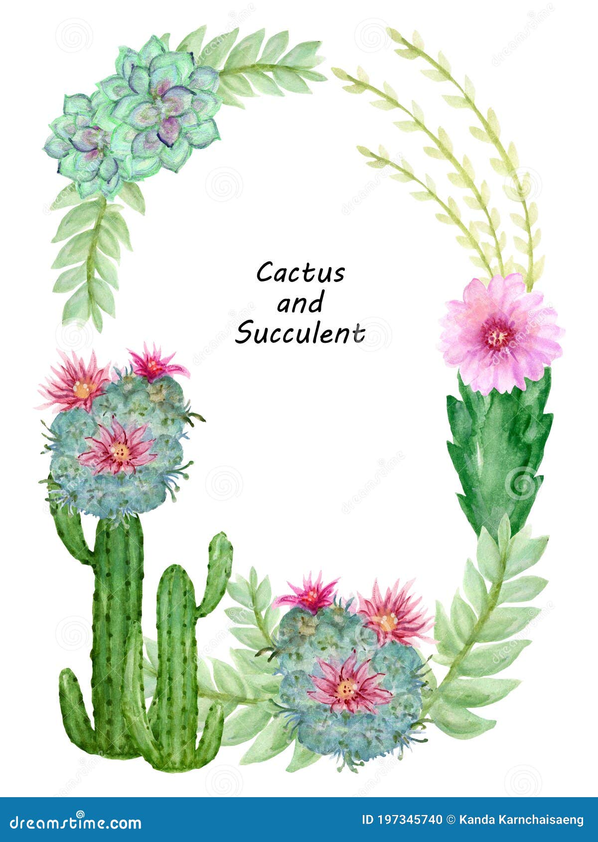Download Watercolor Succulent Wreath Cartoon Vector | CartoonDealer ...