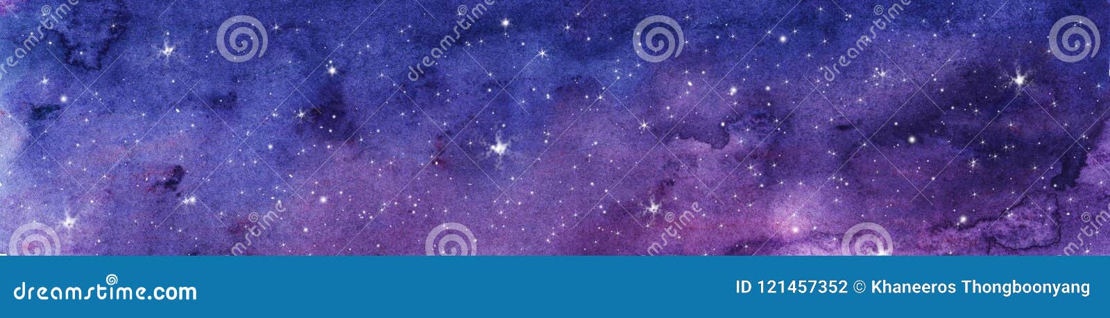 Hand Painted Watercolor Illustration of Night Sky Stock Illustration