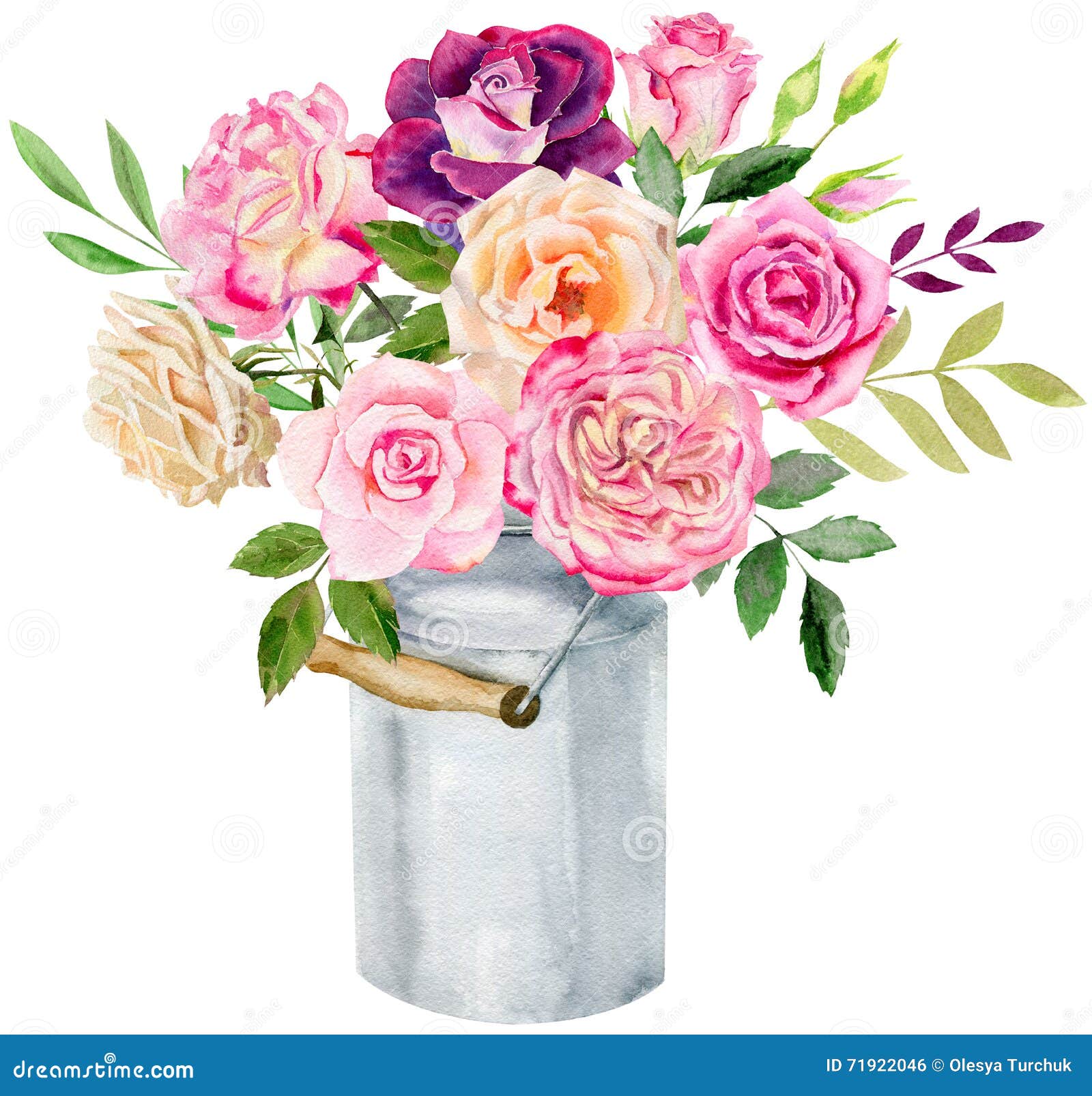 hand painted watercolor mockup clipart template of roses