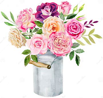 Hand Painted Watercolor Mockup Clipart Template of Roses Stock ...