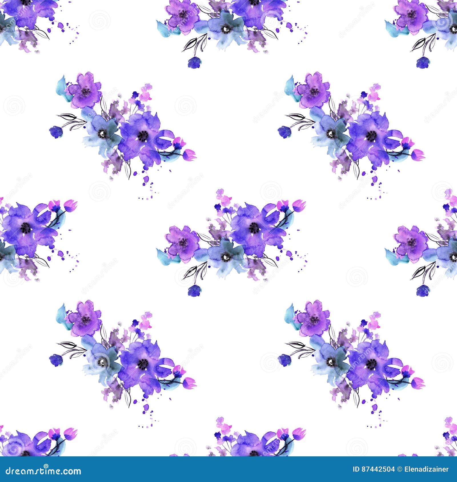 Hand Painted Watercolor Seamless Floral Stock Illustration