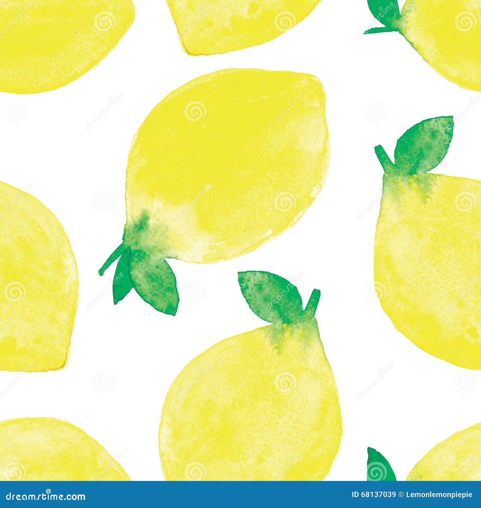 Hand Painted Watercolor Seamless Pattern with Lemons Stock Vector