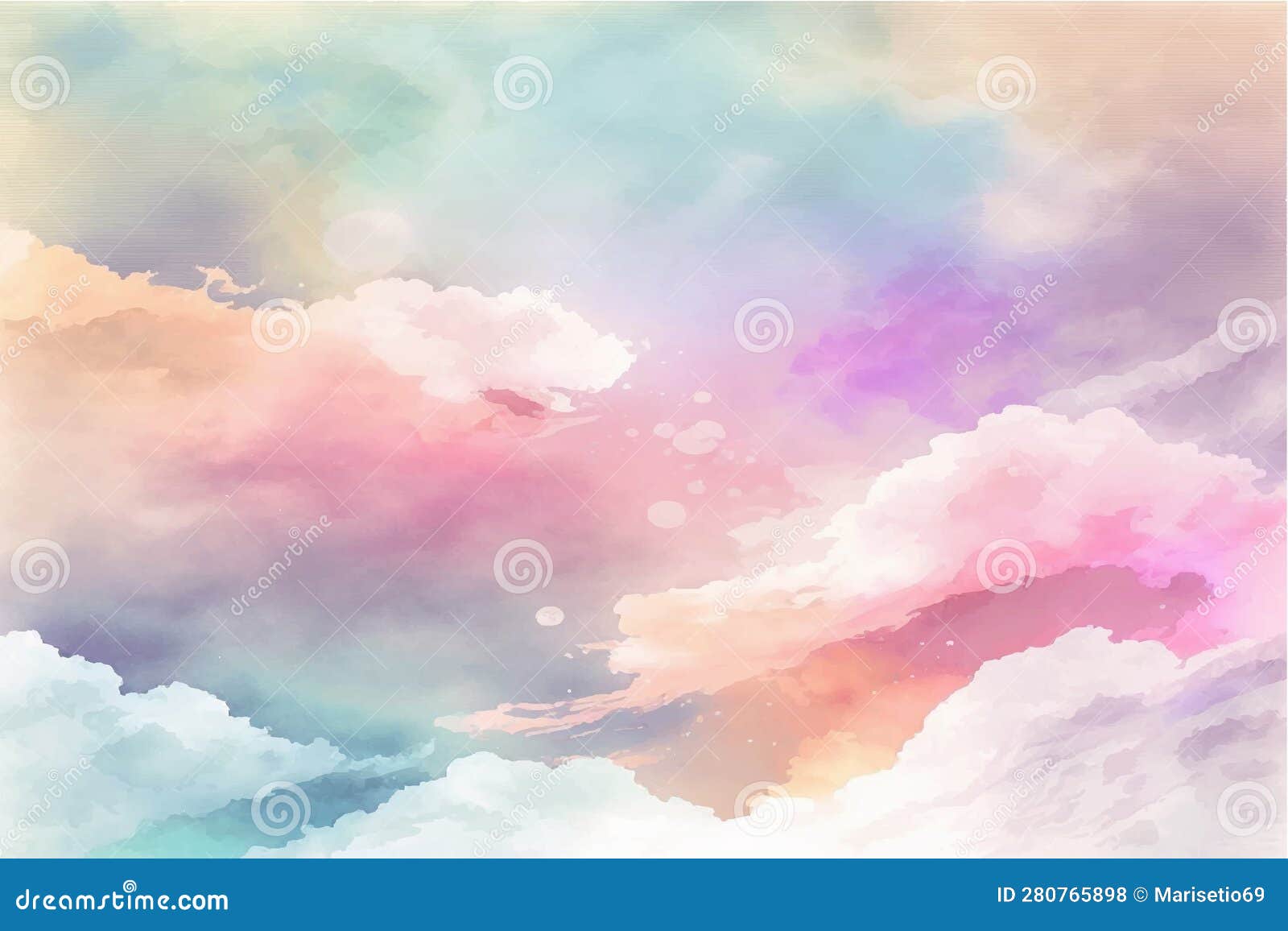 Hand Painted Watercolor Sky Cloud Background with a Pastel Colored Stock  Vector - Illustration of invitation, cyan: 280765898