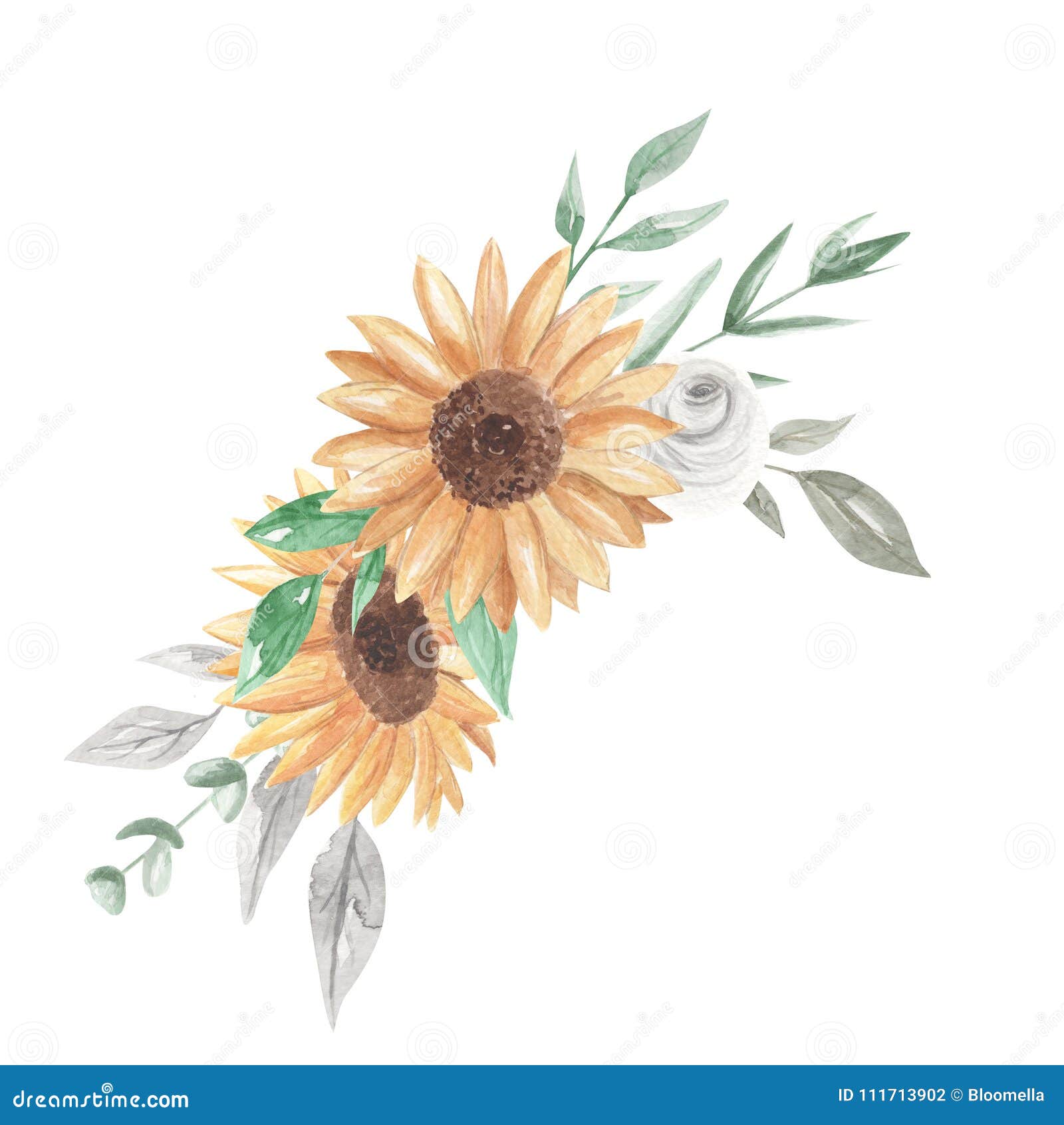 watercolor sunflower bouquets clipart flowers white roses
