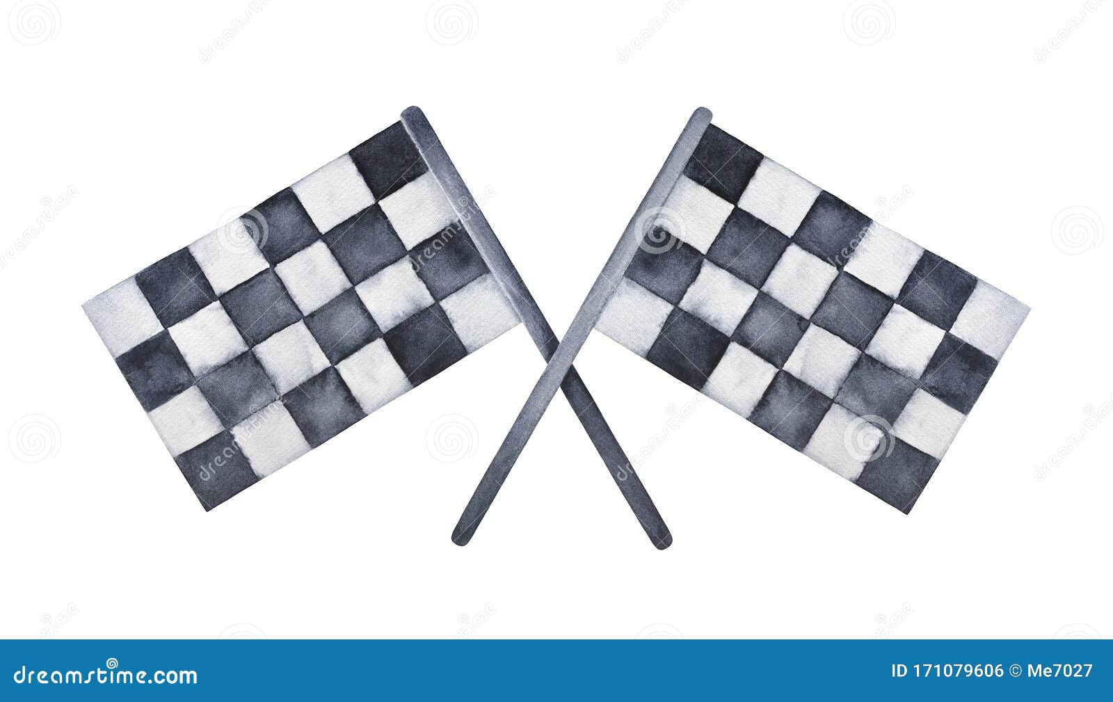 Two Racing Checkered Flags With Crossed Sticks Symbol Of Competition
