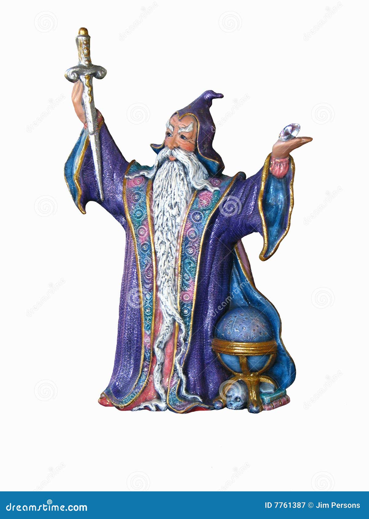 Wizard Figurine On Tarot Board RoyaltyFree Stock Photography 129384209