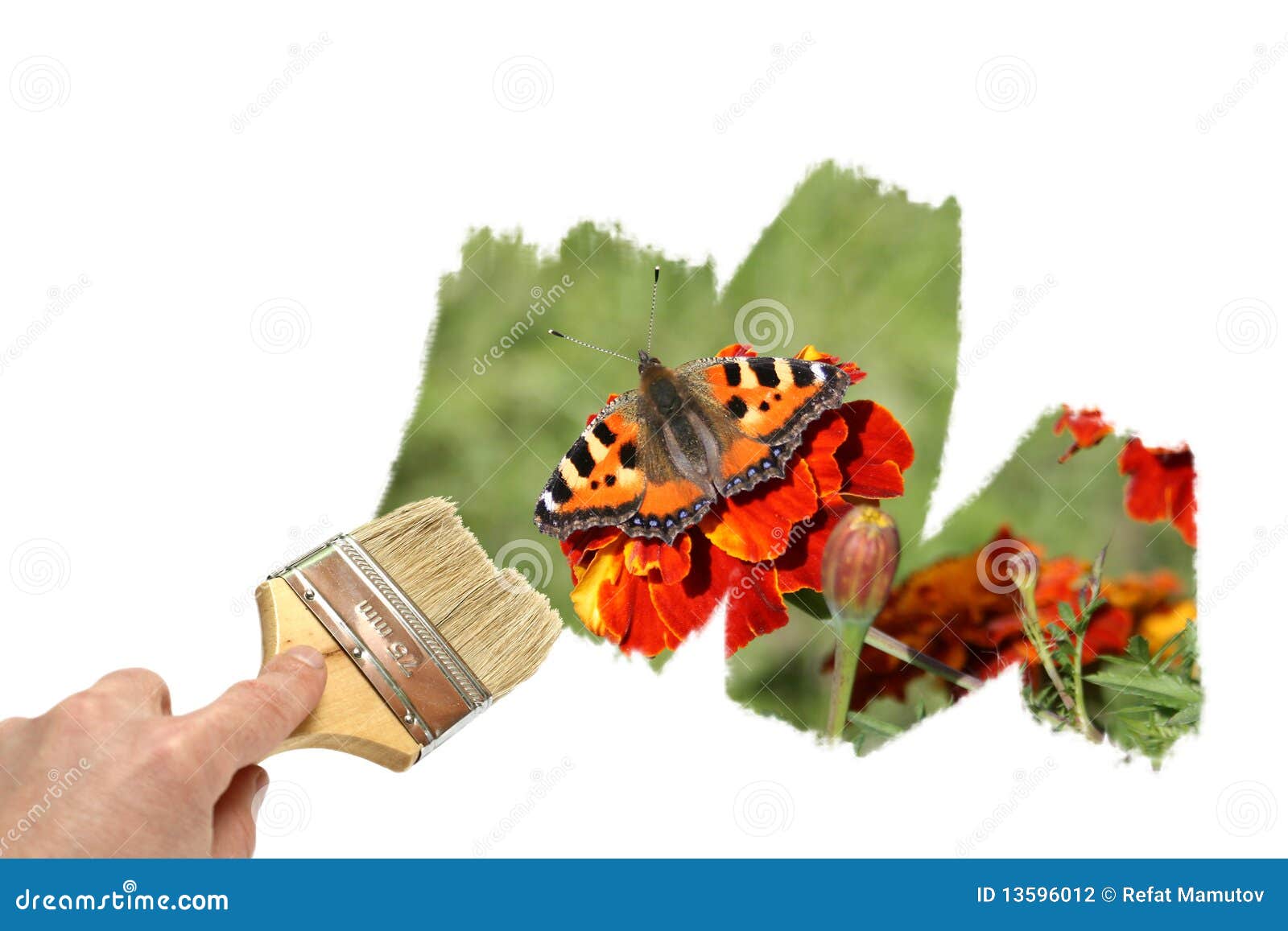 Hand with a painting brush stock photo. Image of design 13596012