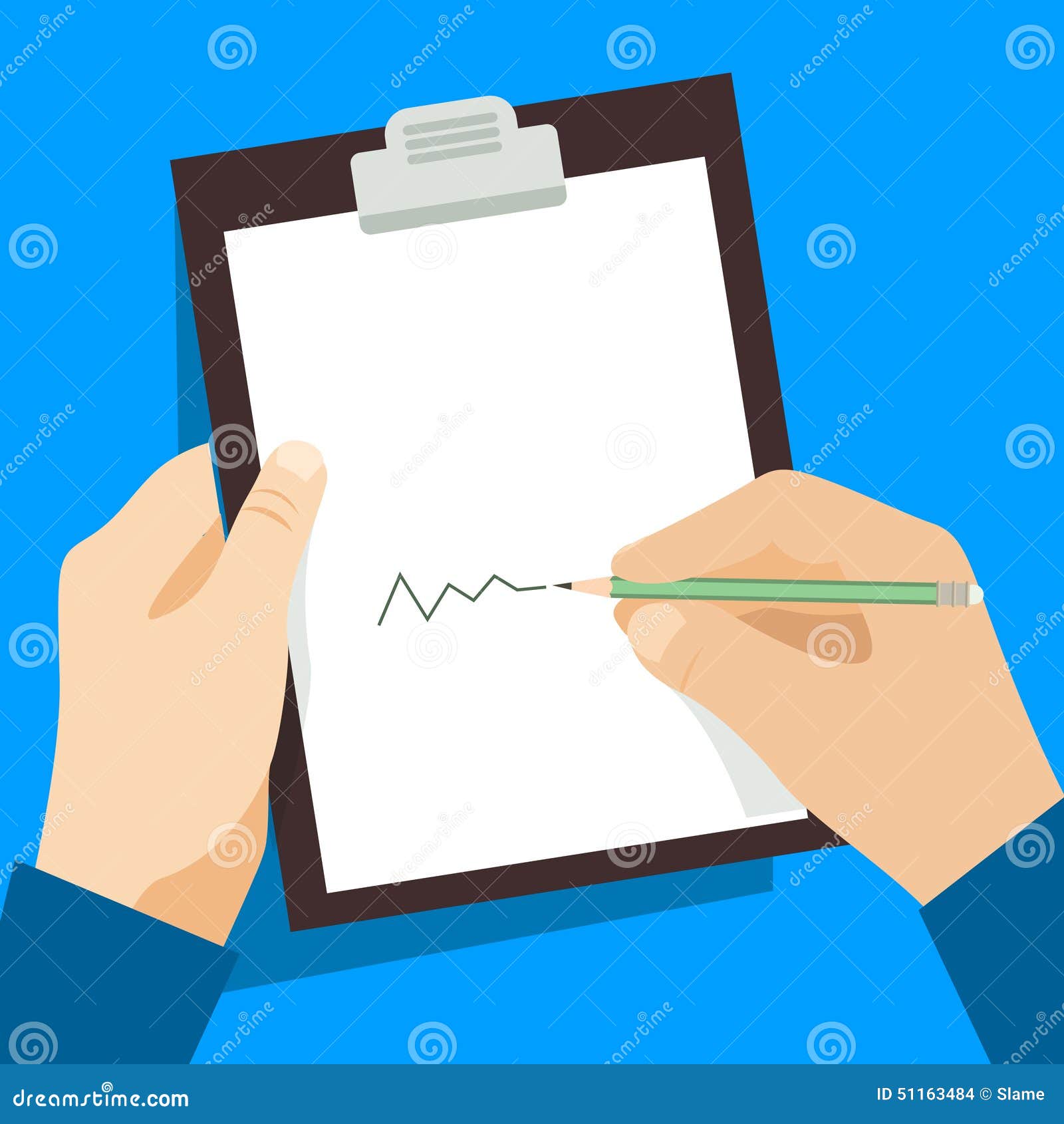 Hand with paper stock vector. Illustration of paper, handwriting - 51163484