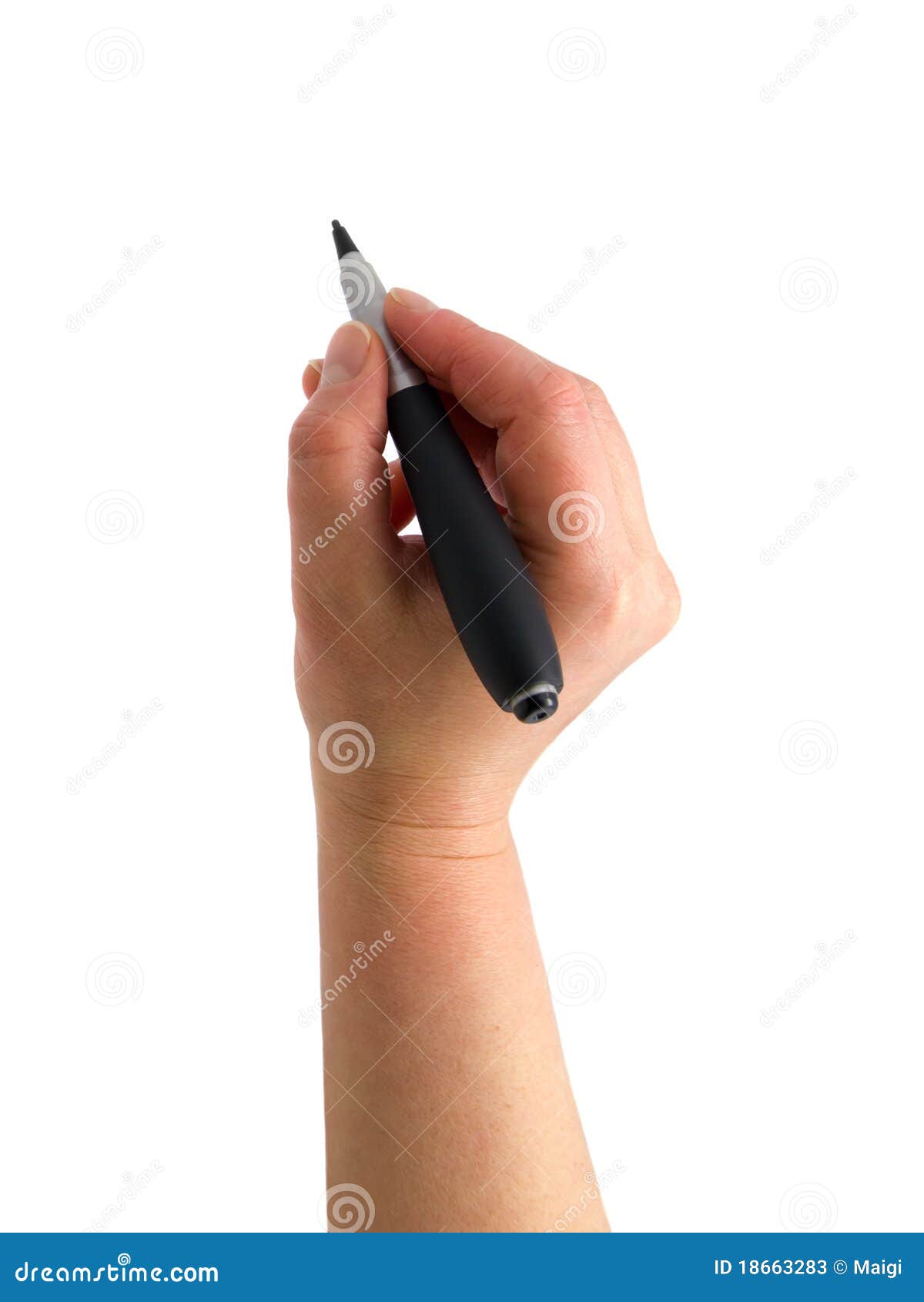 the hand with a pen drawing