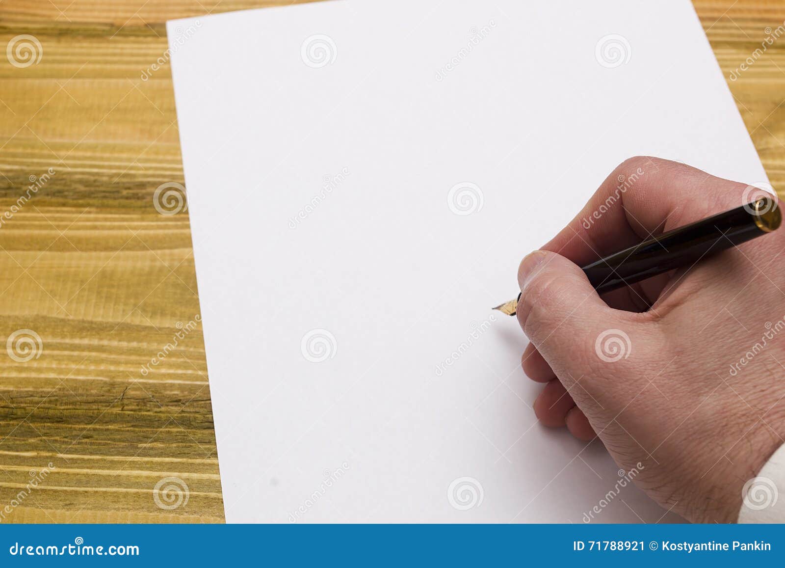 Hand with Pen Writing on Empty Paper Stock Image - Image of business ...