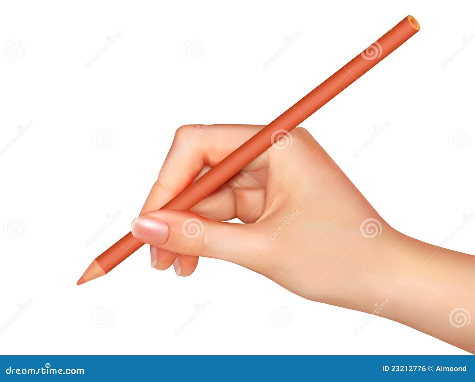 Hand with Pen Writing on Paper. Vector Stock Vector Illustration of