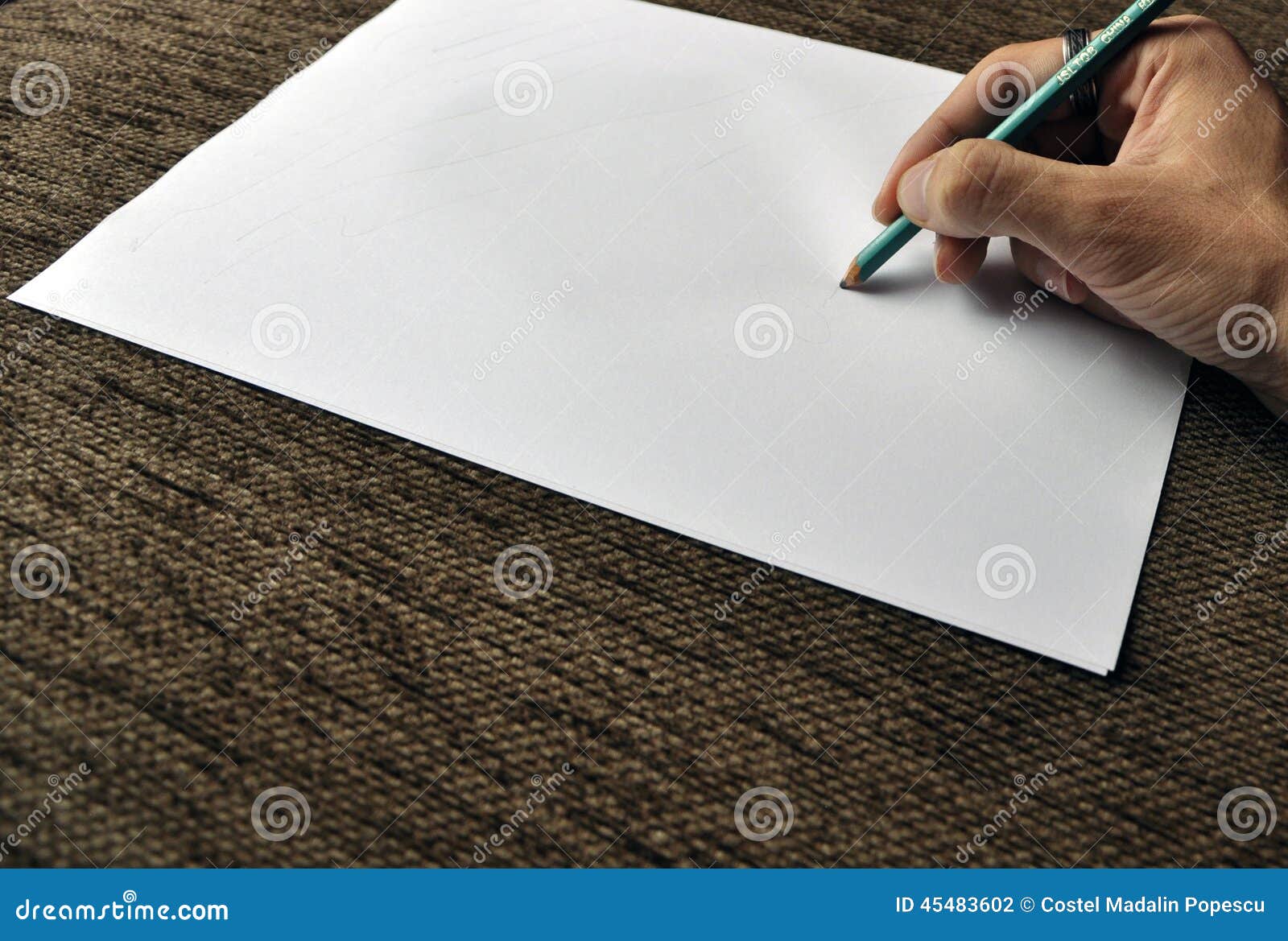 Hand with pencil writing stock photo. Image of lines - 45483602