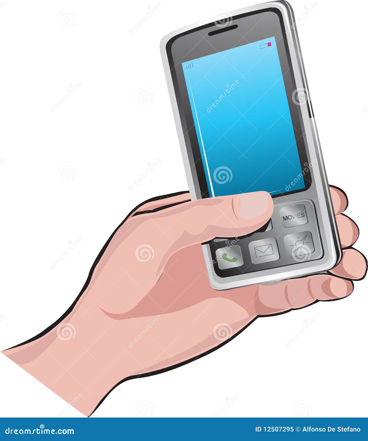 Hand with phone stock vector. Illustration of concepts 12507295