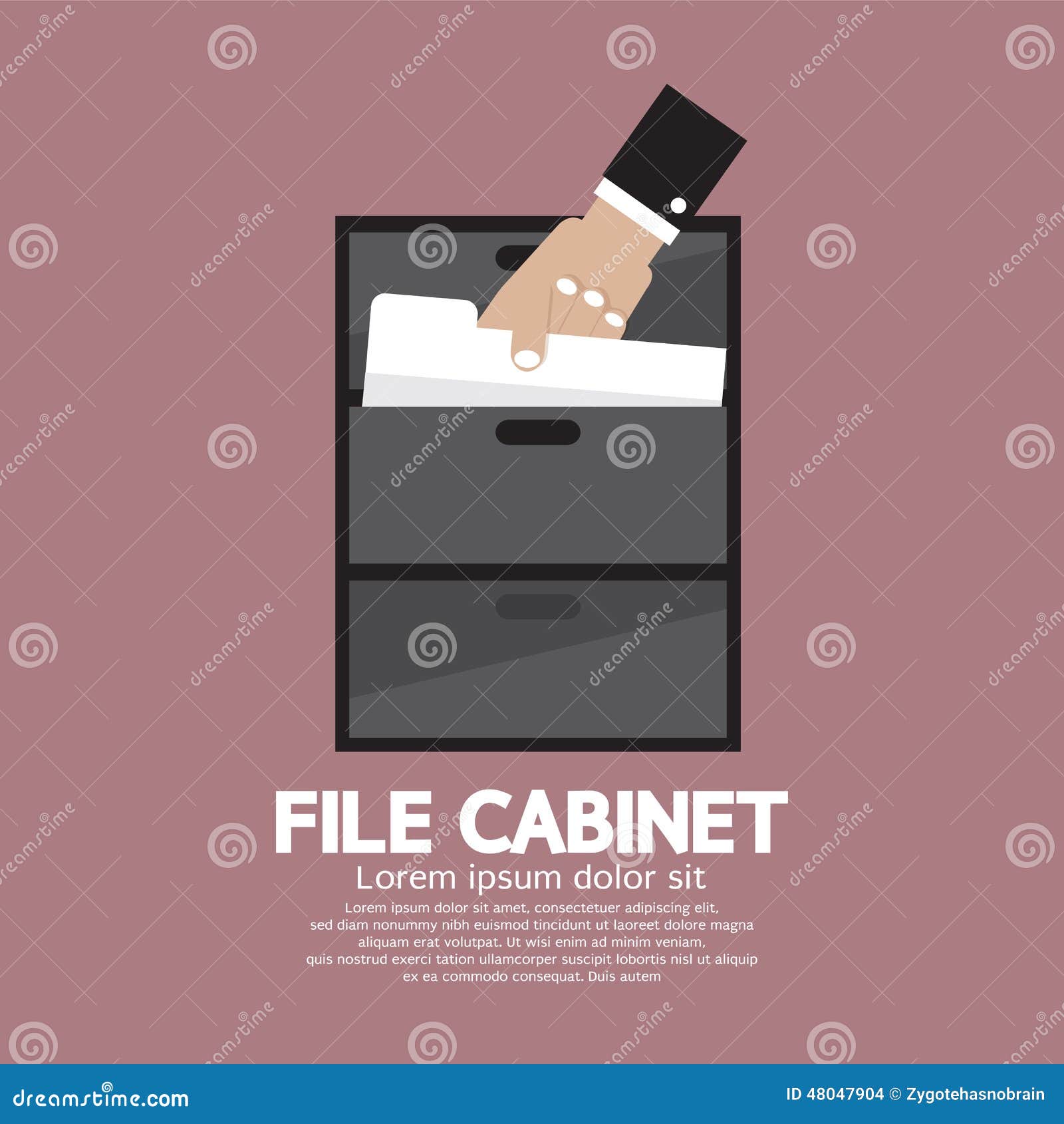 Hand Picking A Document From A File Cabinet Stock Vector