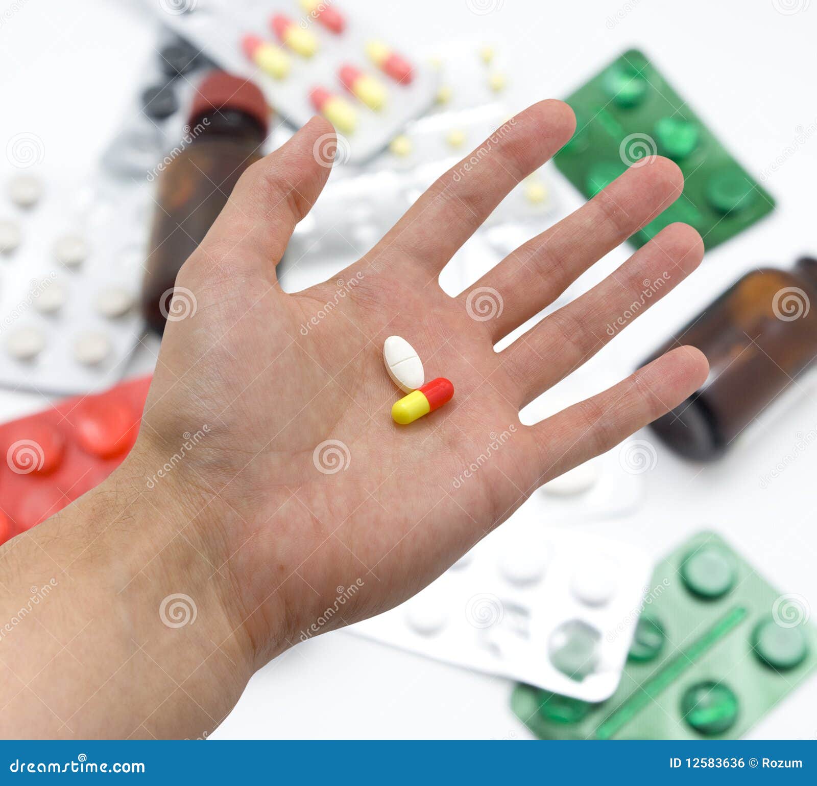 Hand with pills stock photo. Image of addiction, aspirin 12583636