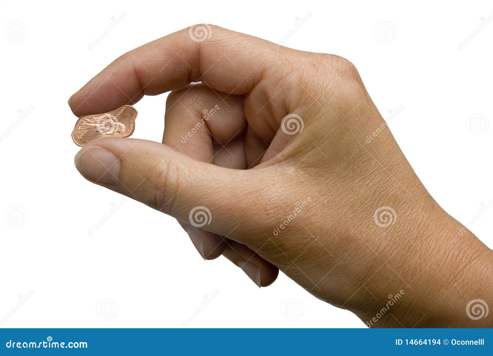Hand Pinching Pennies stock photo. Image of hold, savings 14664194