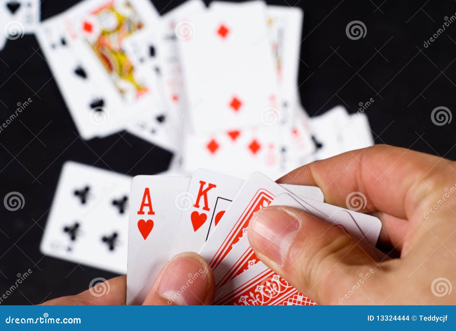 Hand with playing cards stock photo. Image of blackjack - 13324444