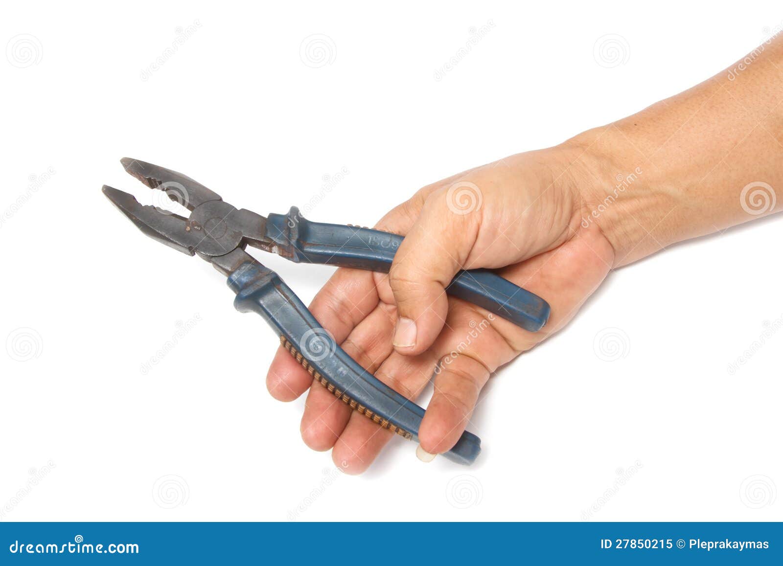 Hand with pliers stock image. Image of object, lever 27850215
