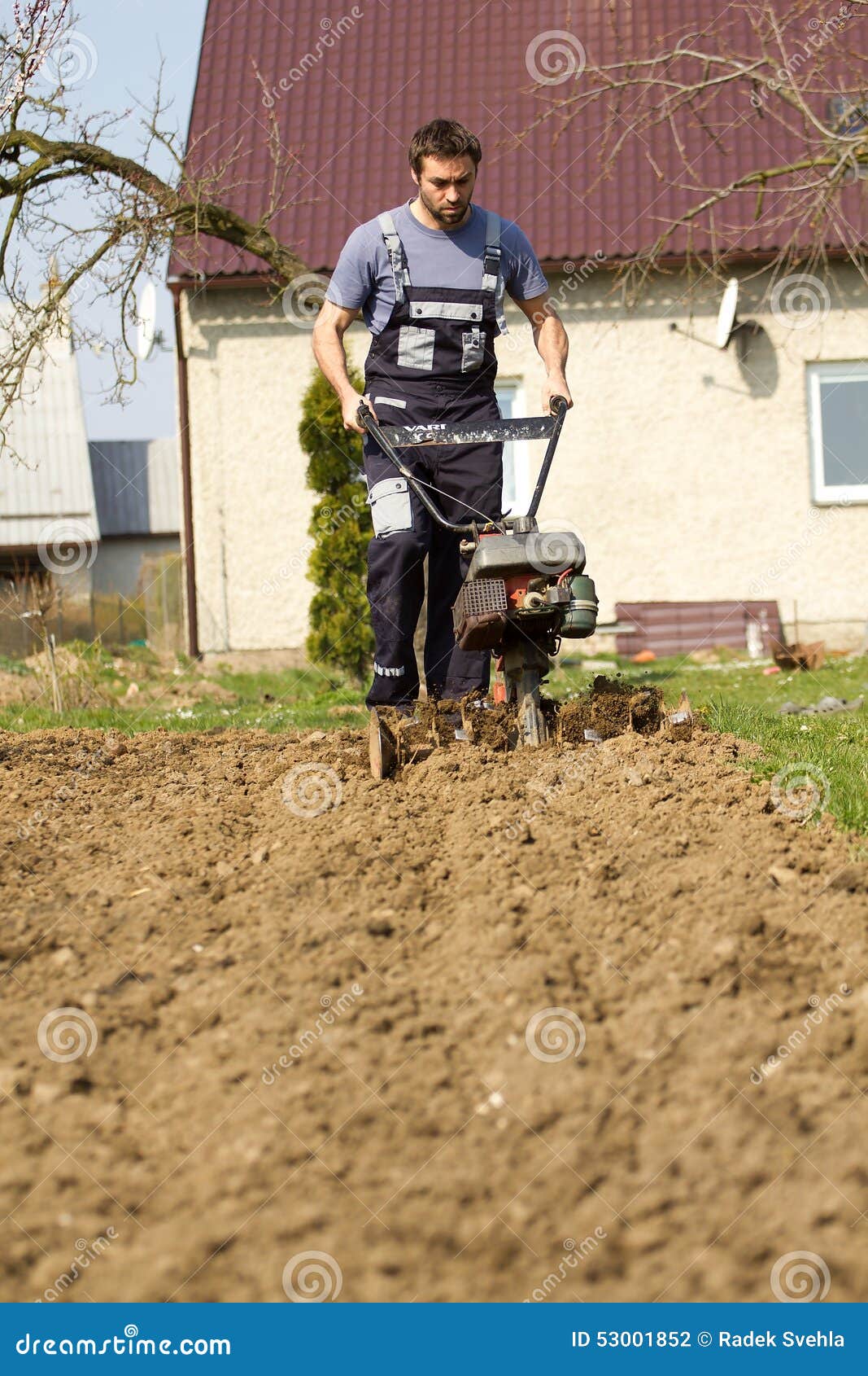 Hand plowing. stock photo. Image of rotary, agriculture 53001852