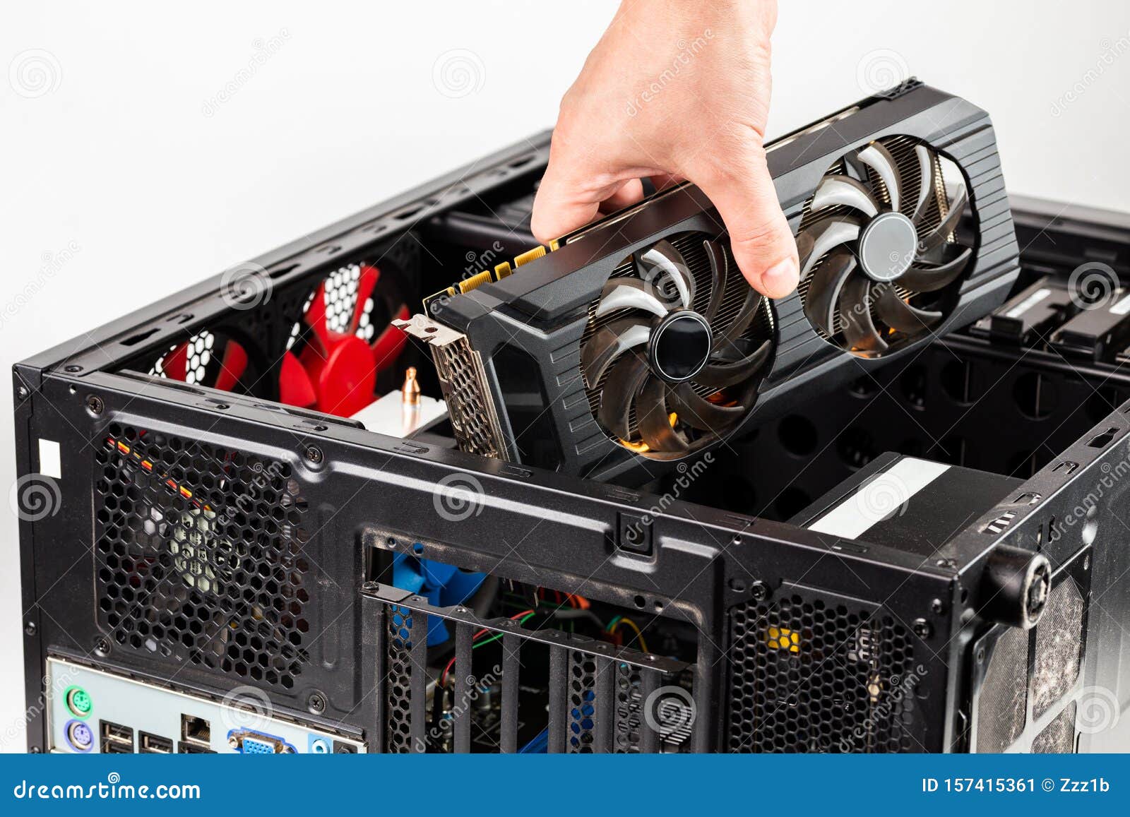 Hand Plugging a Video Card while Maintenance Personal Computer Hardware