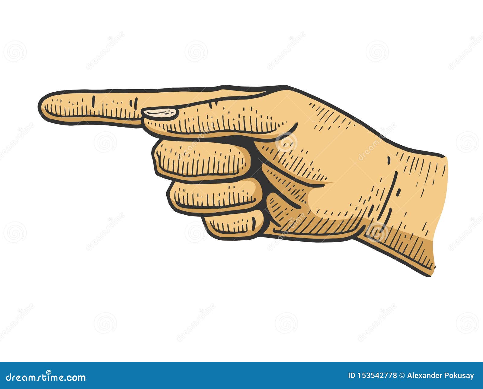 Download Hand Pointer With Index Finger Color Sketch Stock Vector ...