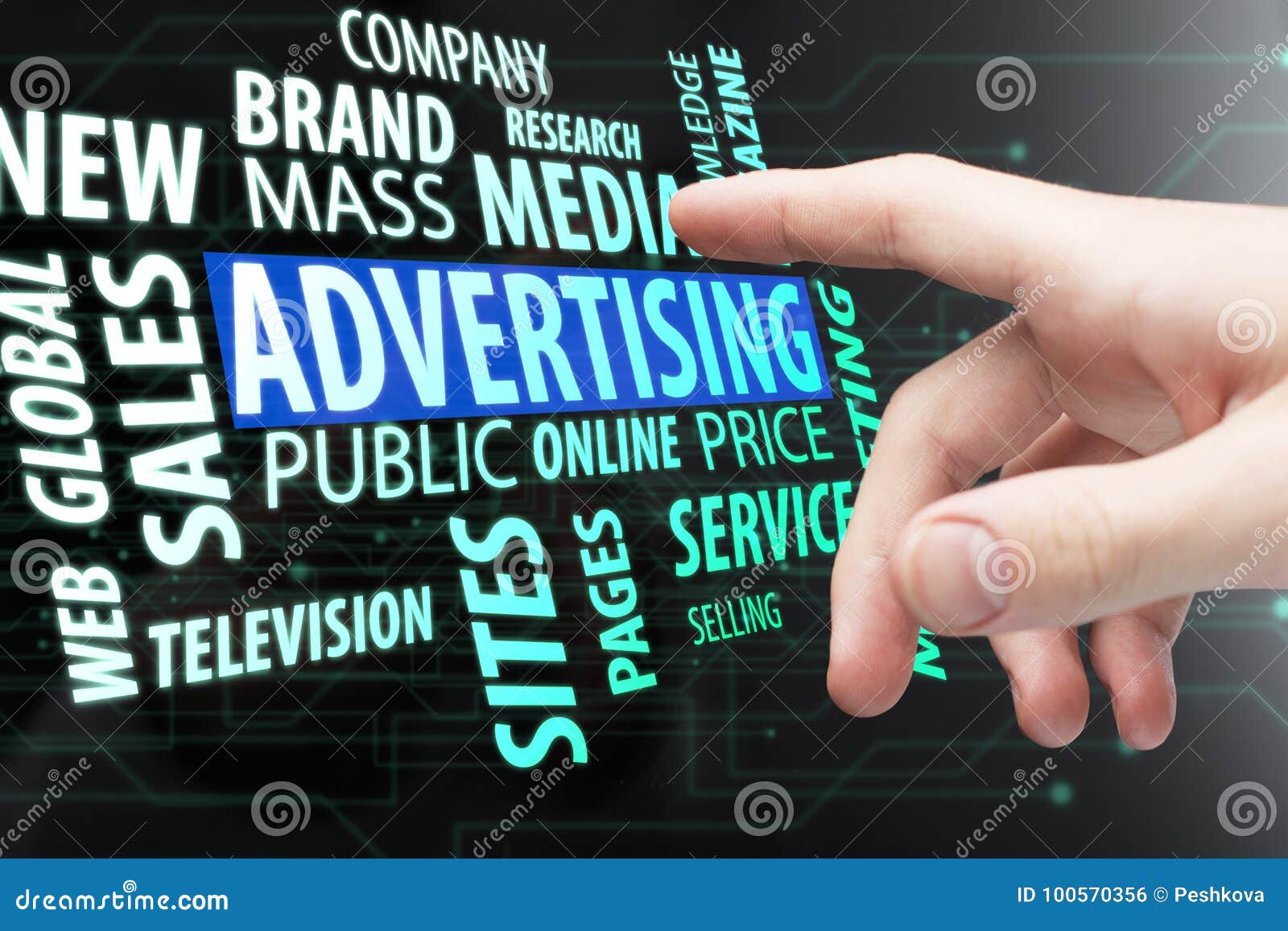 advertising, media and company concept