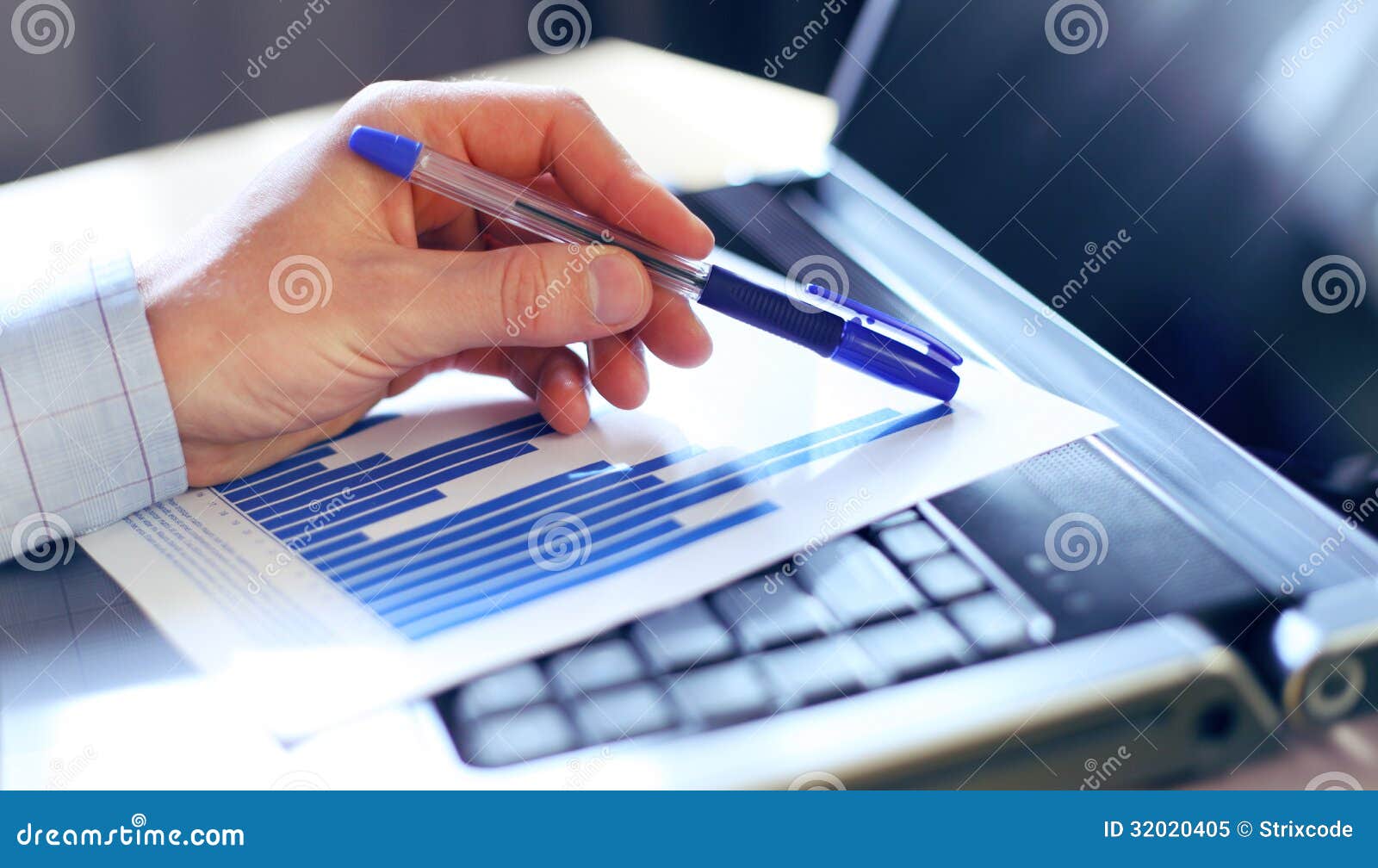 Hand Pointing on a Graph Data. Selective Focus Stock Image Image of