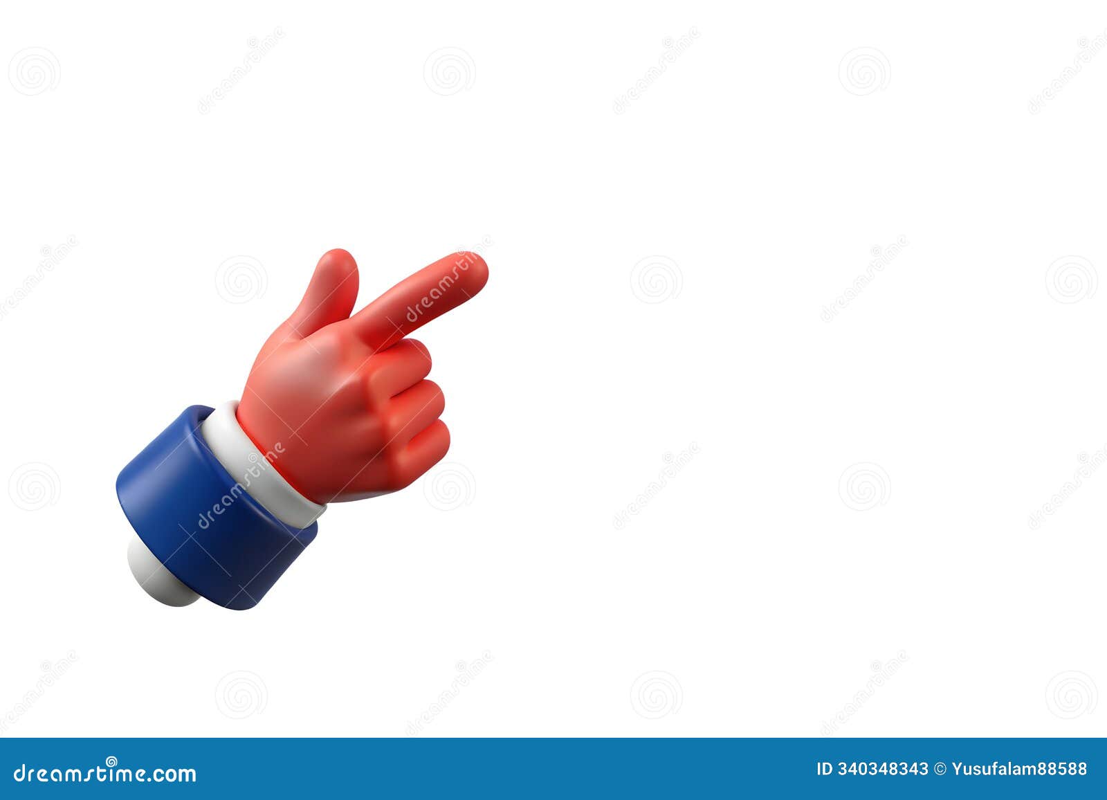 hand pointing and showing something  on white background and copy space