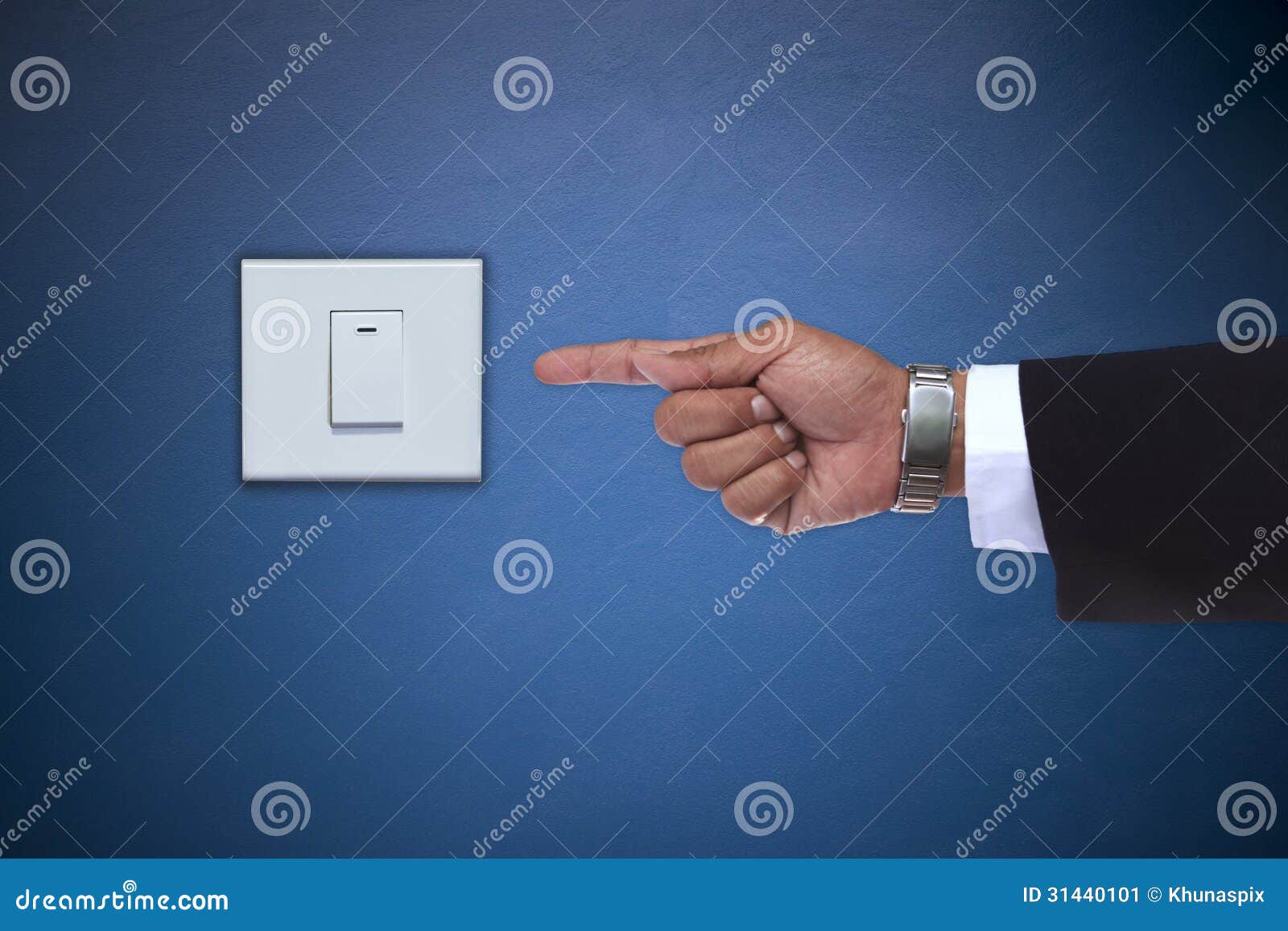 hand pointing to switch of electric appliance