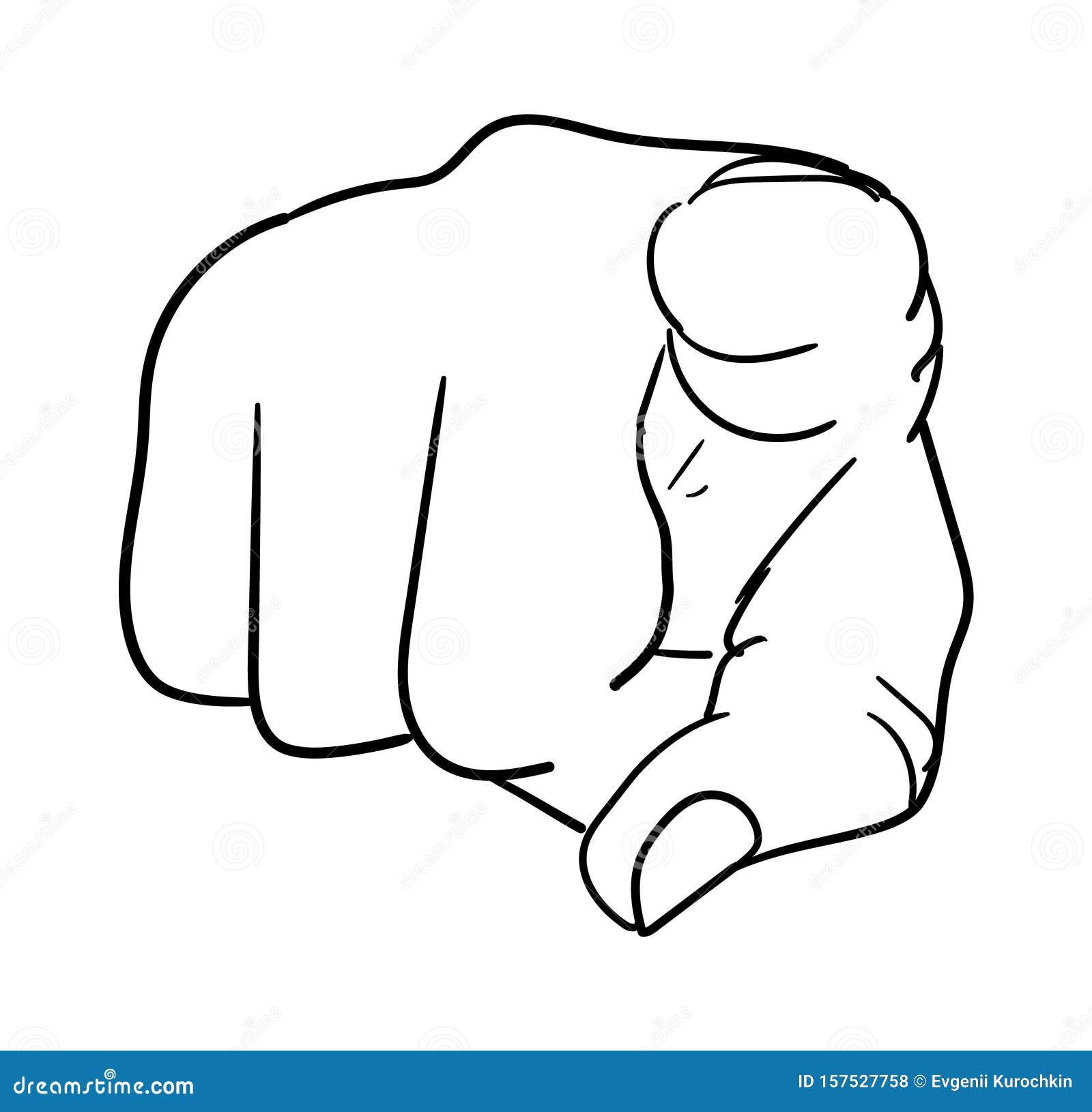 Hand Points. Outline Doodle Vector Illustration Stock Vector ...