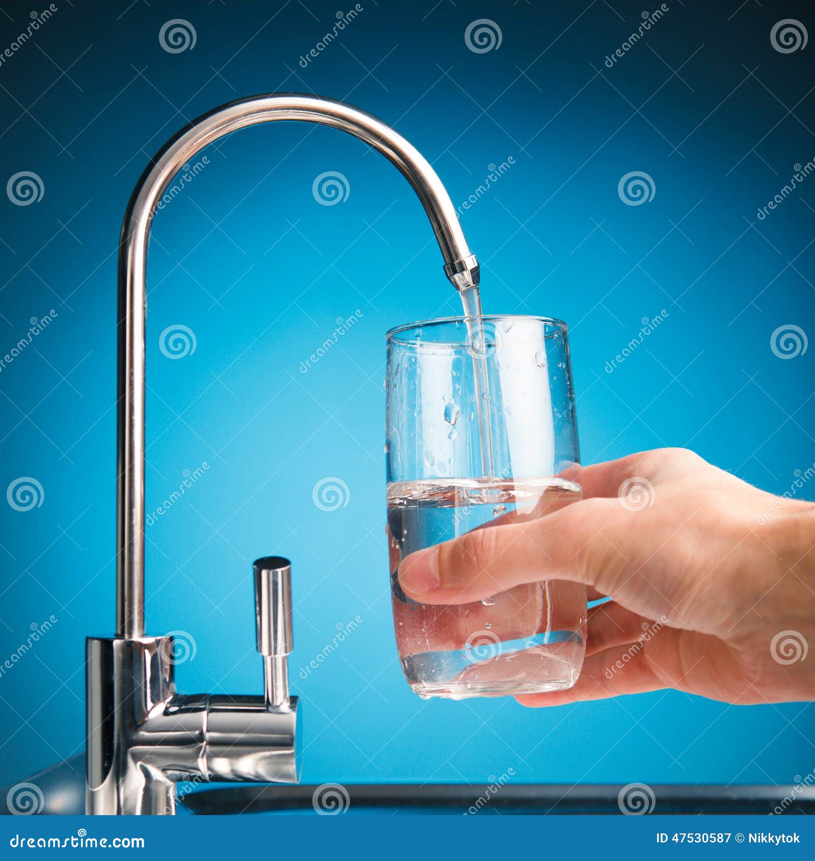 Hand Pouring a Glass of Water from Filter Tap Stock Image Image of