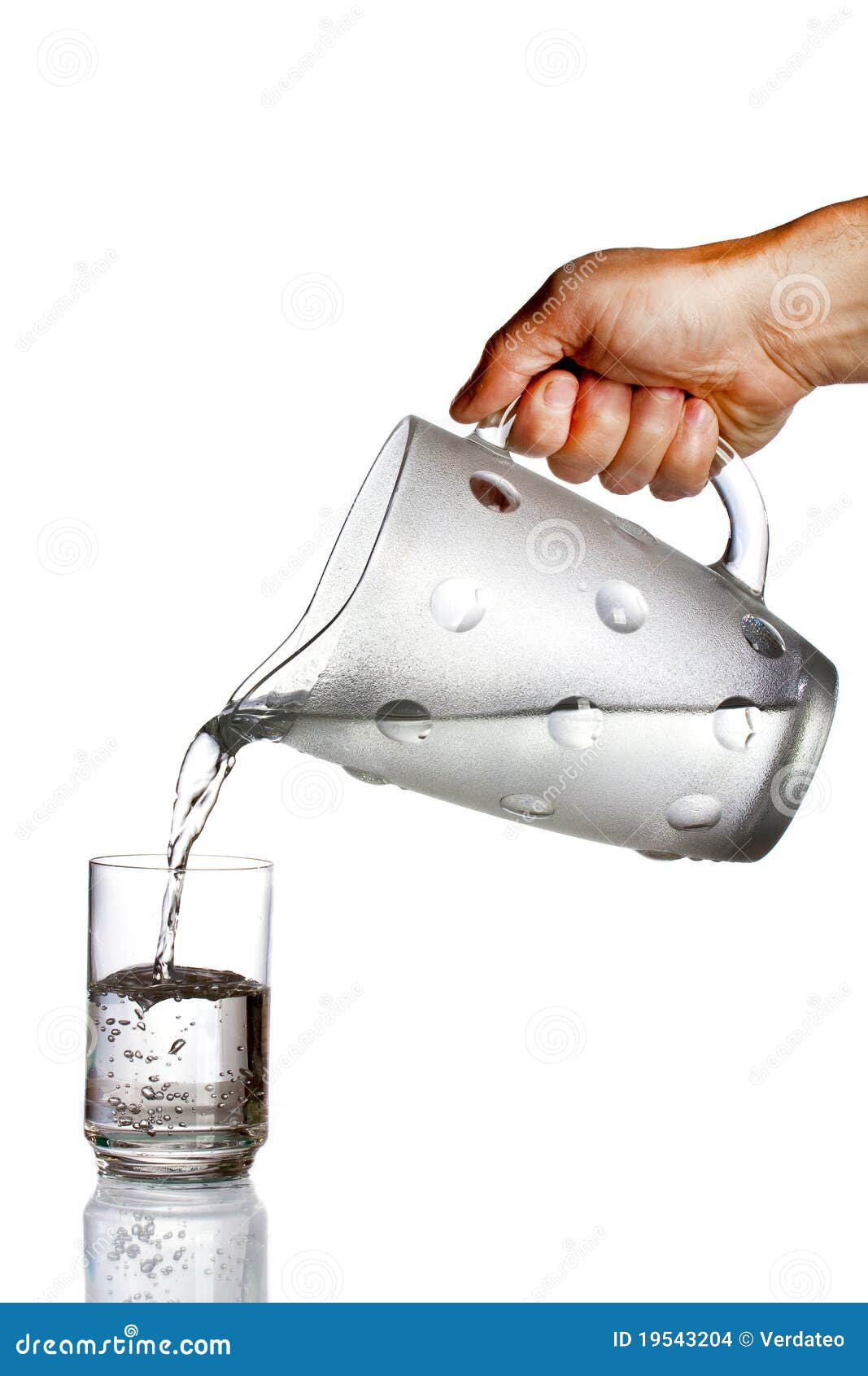 Hand Pouring Water from Glass Jug Stock Photo Image of white, liquid