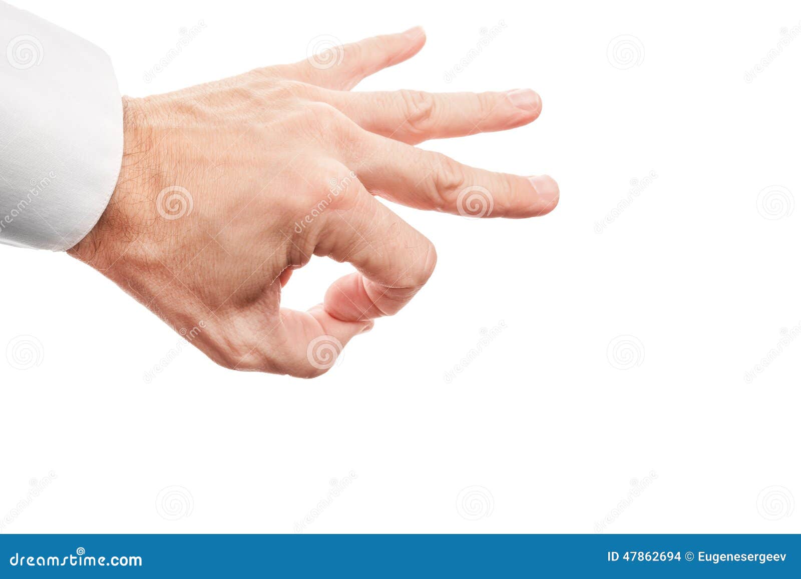 Hand Preparing Flick with His Index Finger Isolated on White Stock